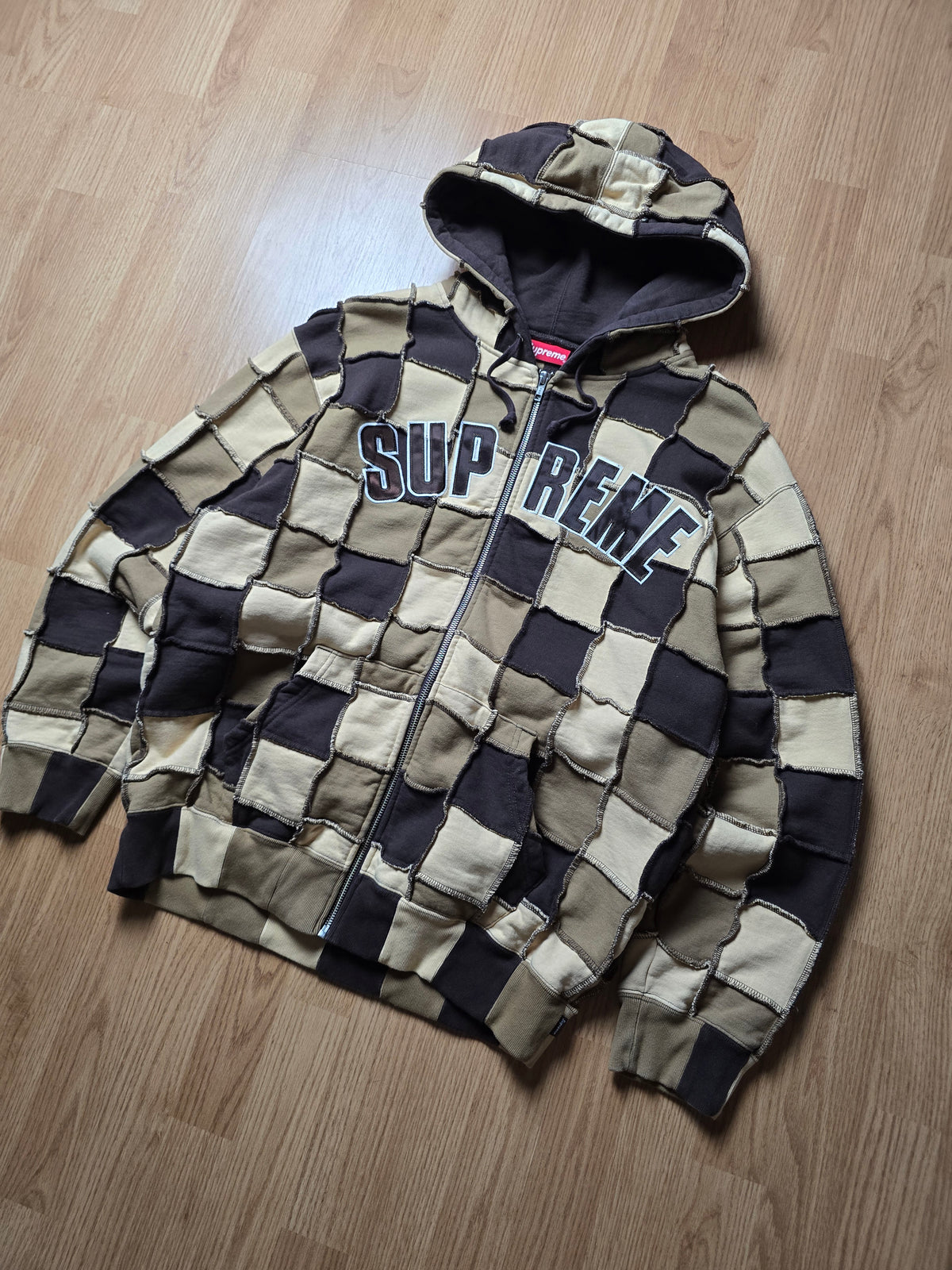 Supreme Reverse Patchwork Zip Hoodie (M/L)