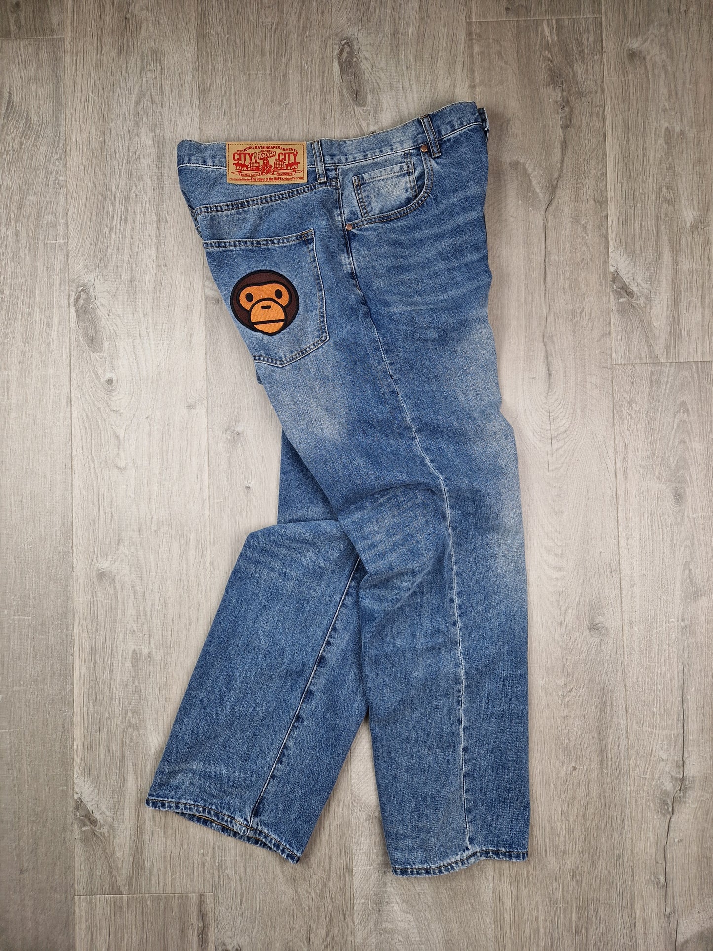 SuperRARE Bape x Sanrio Hello Kitty x Baby milo jeans (34×34)