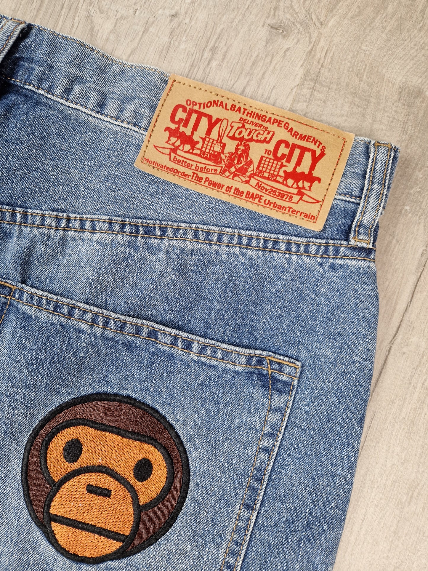 SuperRARE Bape x Sanrio Hello Kitty x Baby milo jeans (34×34)