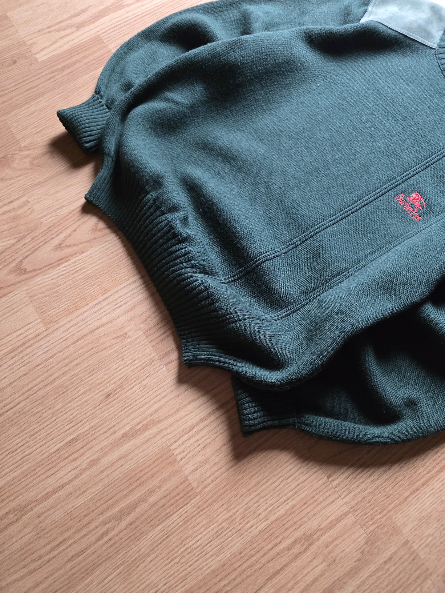 Vintage 80s-90s Burberry Wool & Suede Heavyweight Sweater (M)