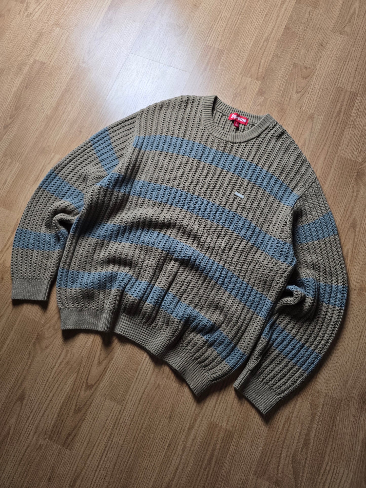 Supreme Loose Gauge Small Box Stripe Knit Sweater (L)