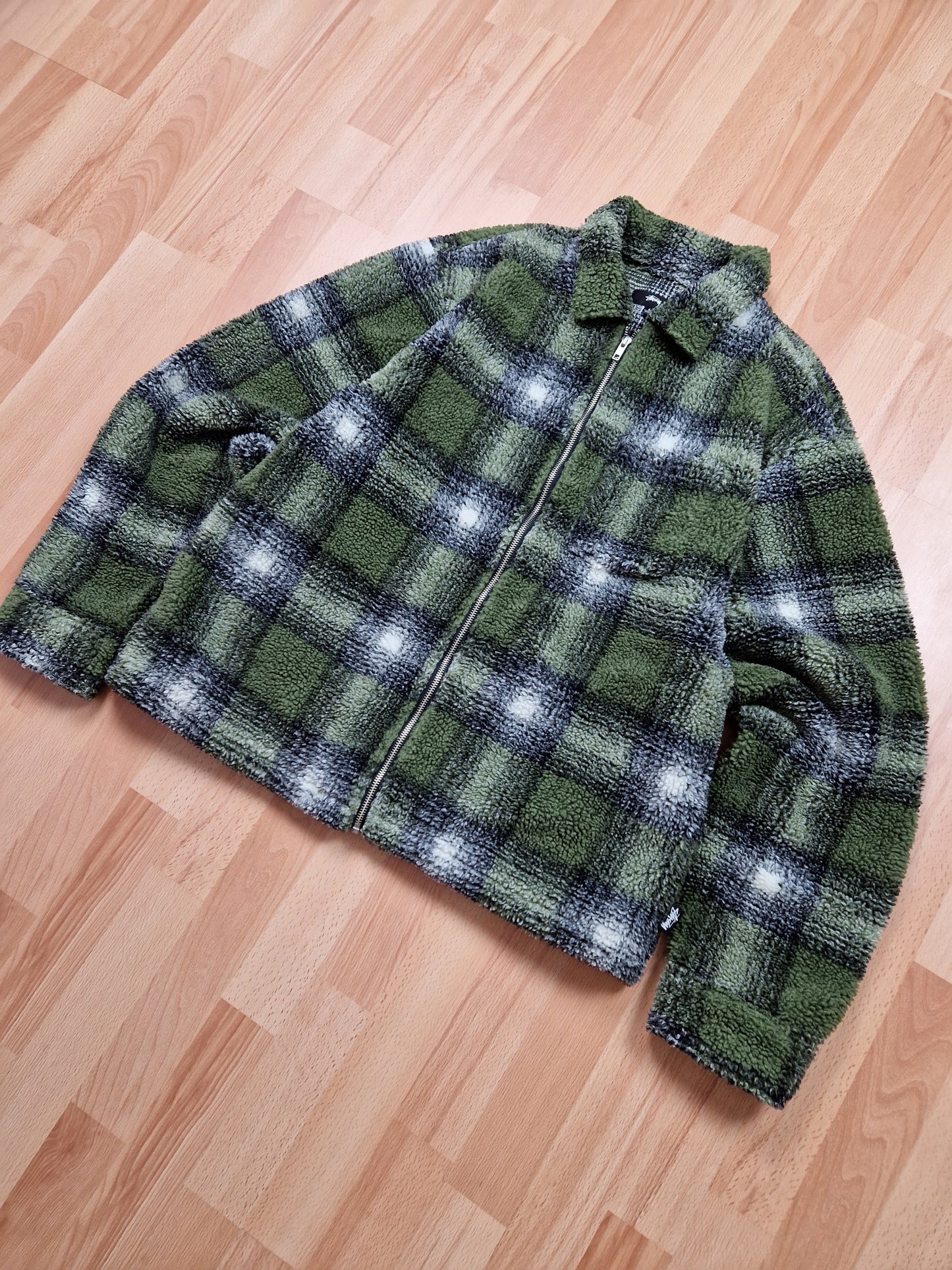 Stussy 'Shadow Plaid' Sherpa Zip Shirt/Jacket (L)