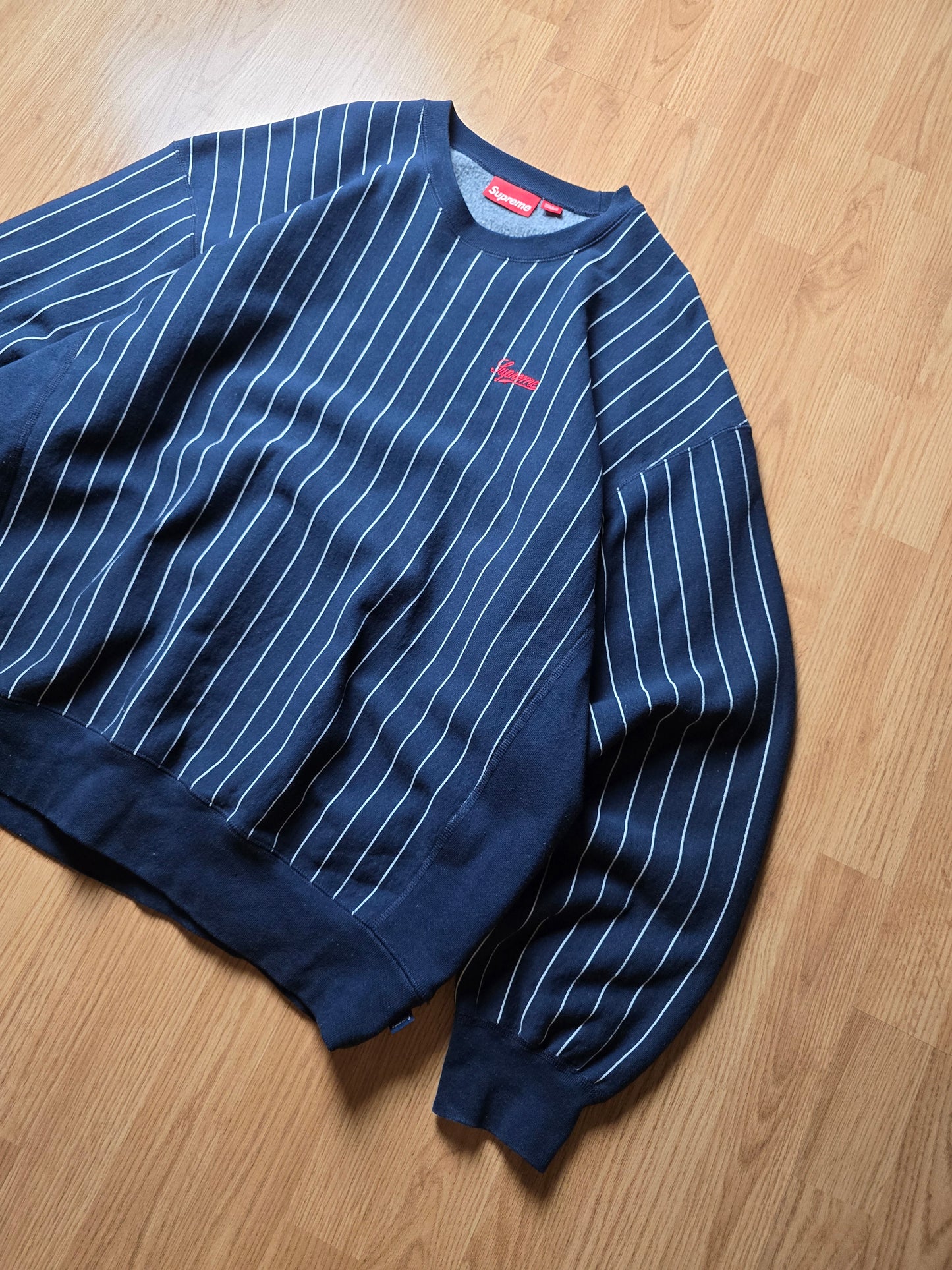 Supreme Pinstripe Crewneck Sweatshirt (XL)