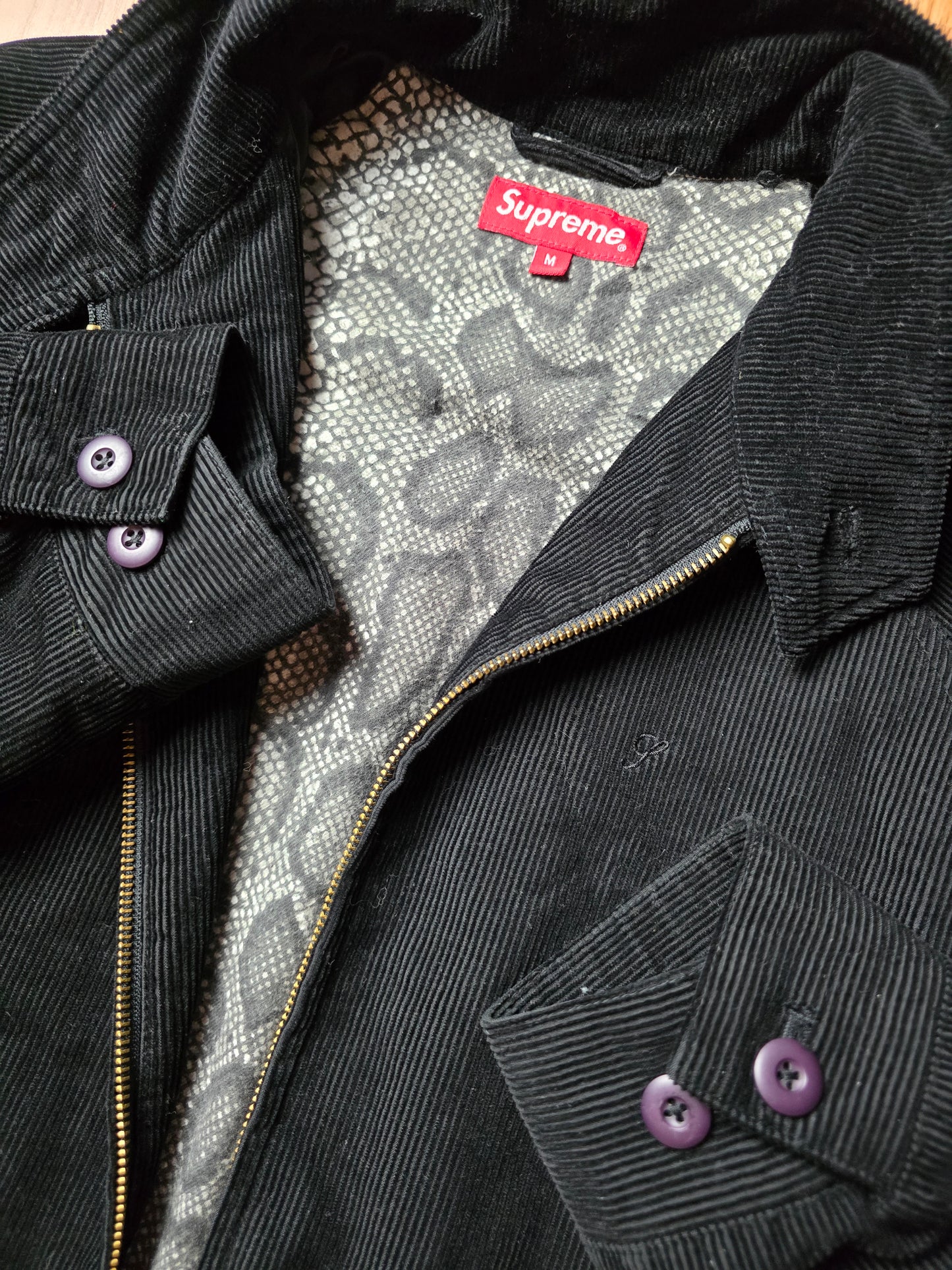Supreme Corduroy Snake Skin Lined Harrington Jacket (M)
