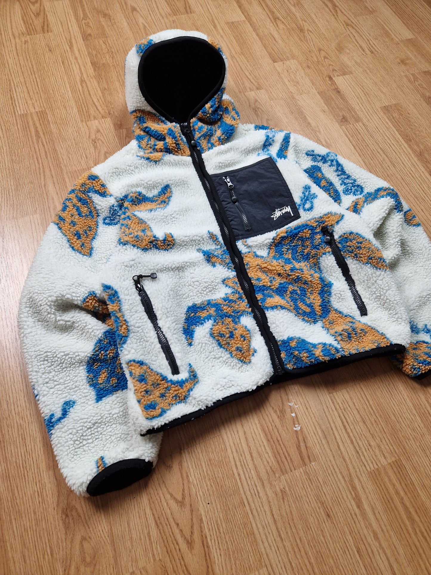Stussy Floral Sherpa Hooded Jacket (S)
