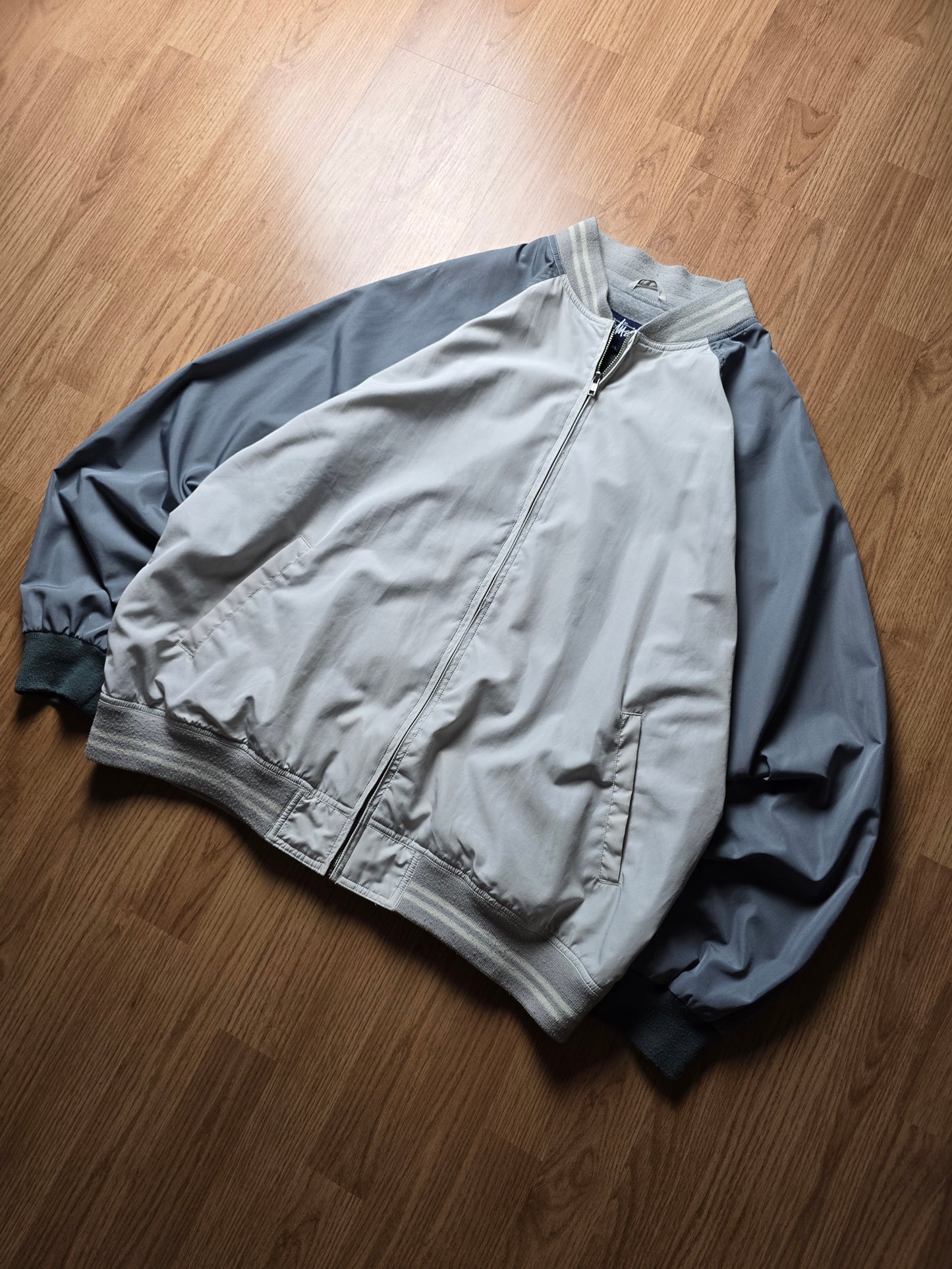 RARE 90s Stussy 2-Tone Spellout Bomber Jacket (XL)
