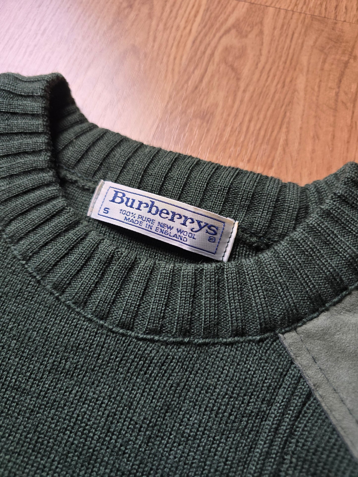 Vintage 80s-90s Burberry Wool & Suede Heavyweight Sweater (M)