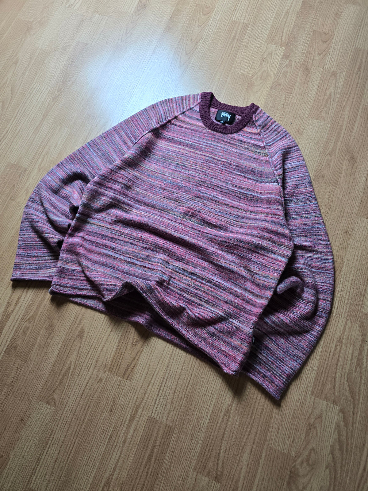 Stussy Textured Contrast Collar Crew Knit Sweater (L)