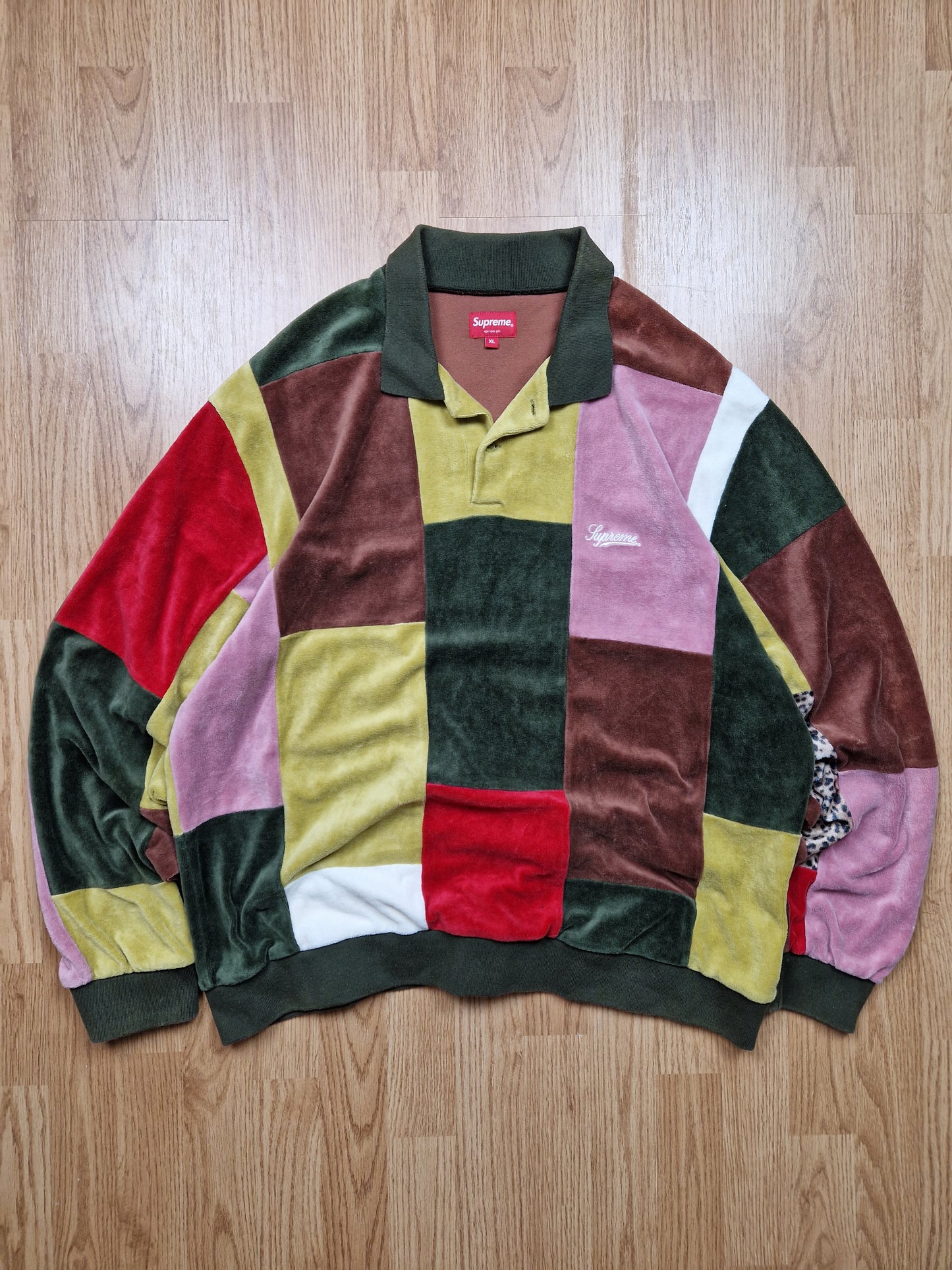 Supreme Patchwork Velour L/S Polo (XL)