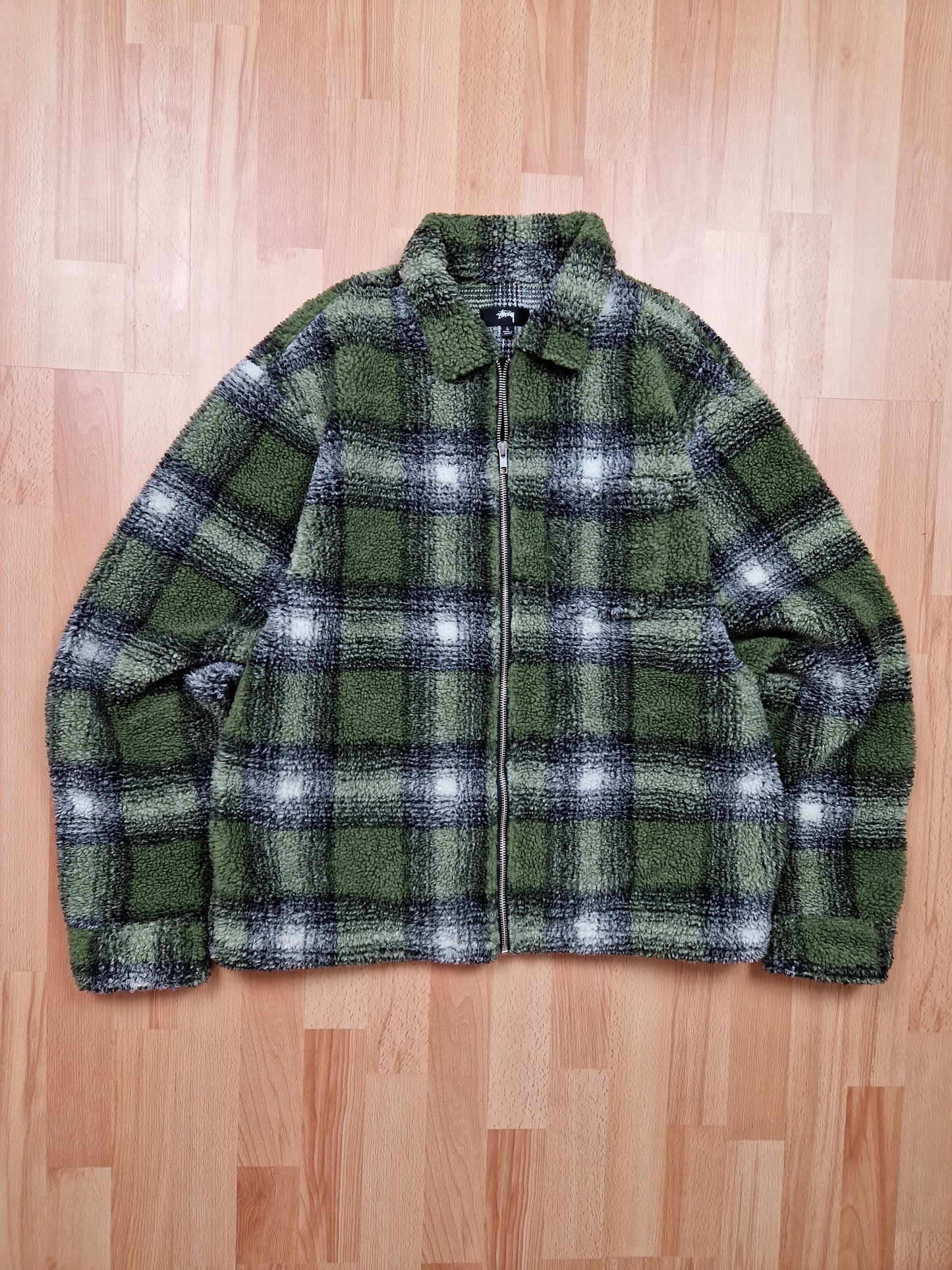 Stussy 'Shadow Plaid' Sherpa Zip Shirt/Jacket (L)