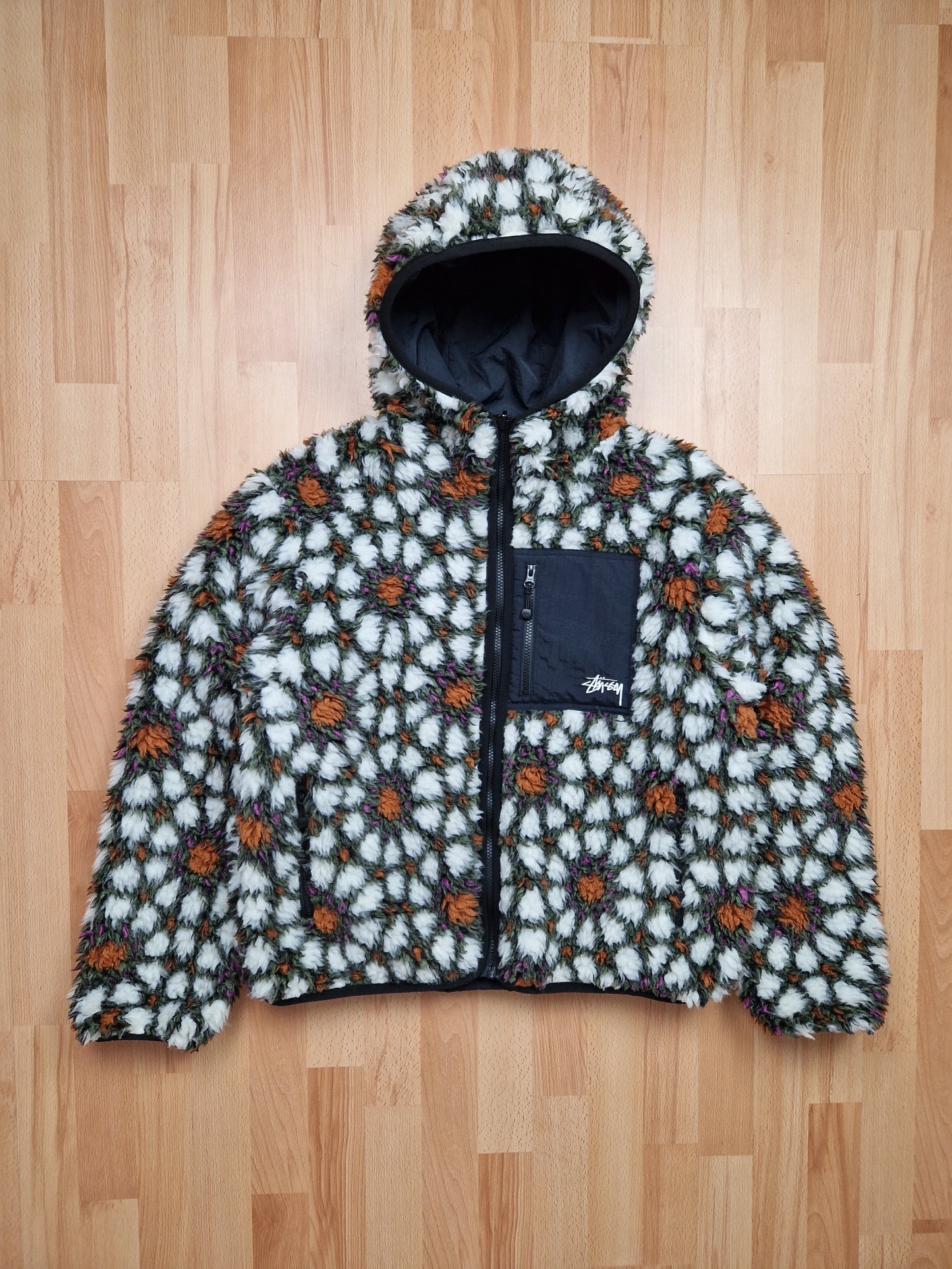 Stussy Reversible Floral Print Sherpa Jacket (M)