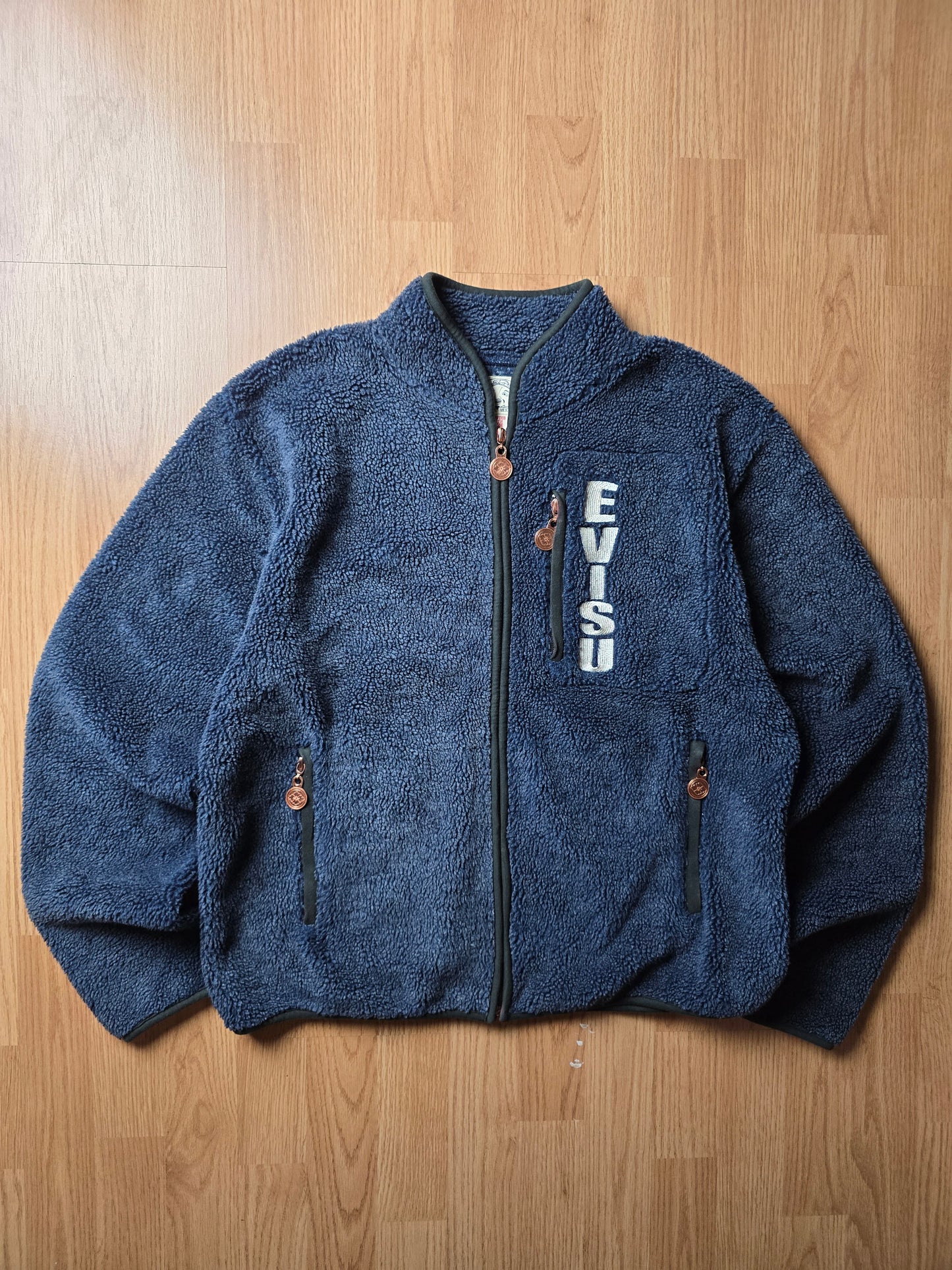Evisu Deep Sherpa Pile Logo Fleece Jacket (M)