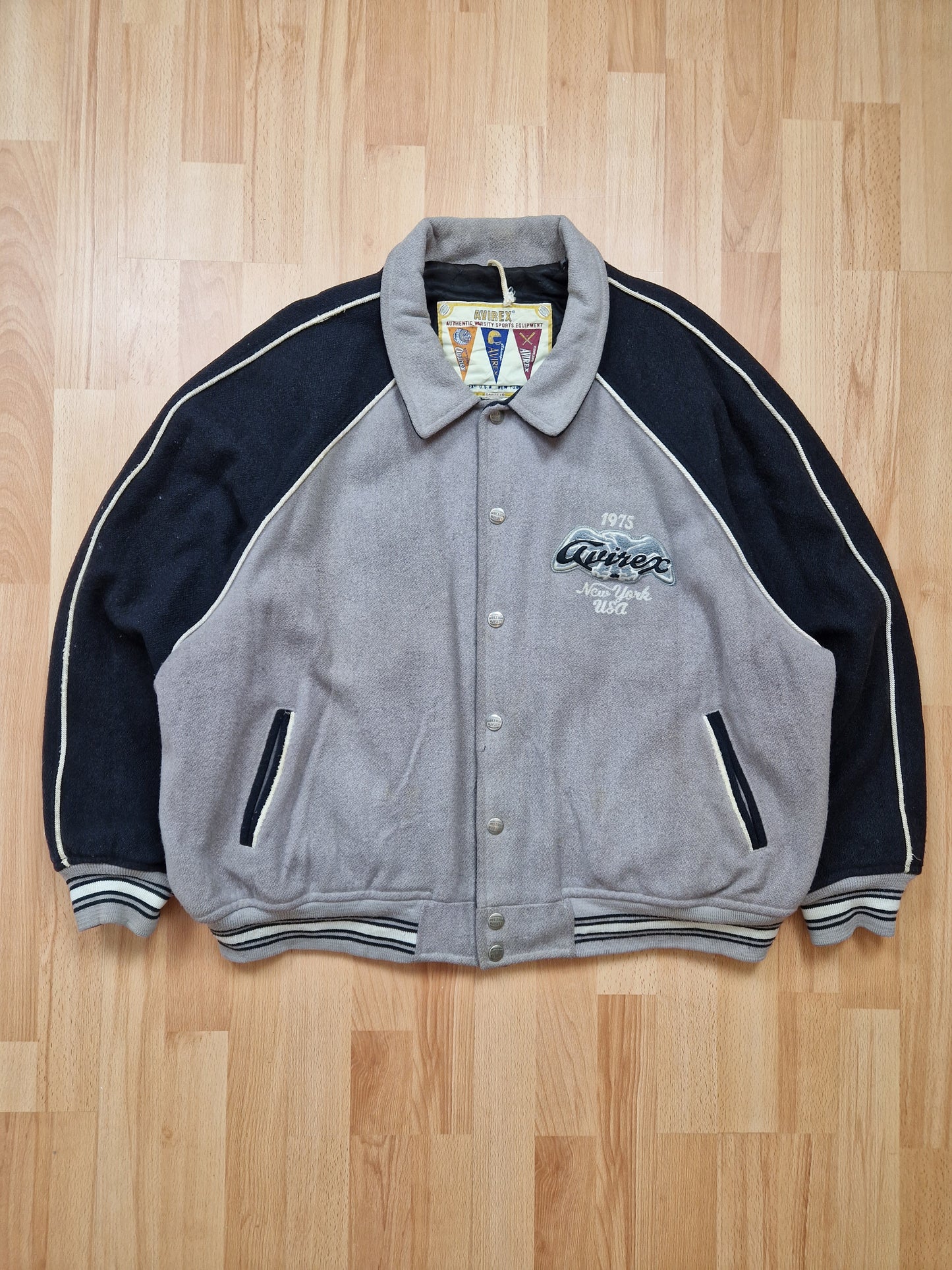 Vintage 90s Avirex Heavyweight Wool Varsity Jacket (XL)