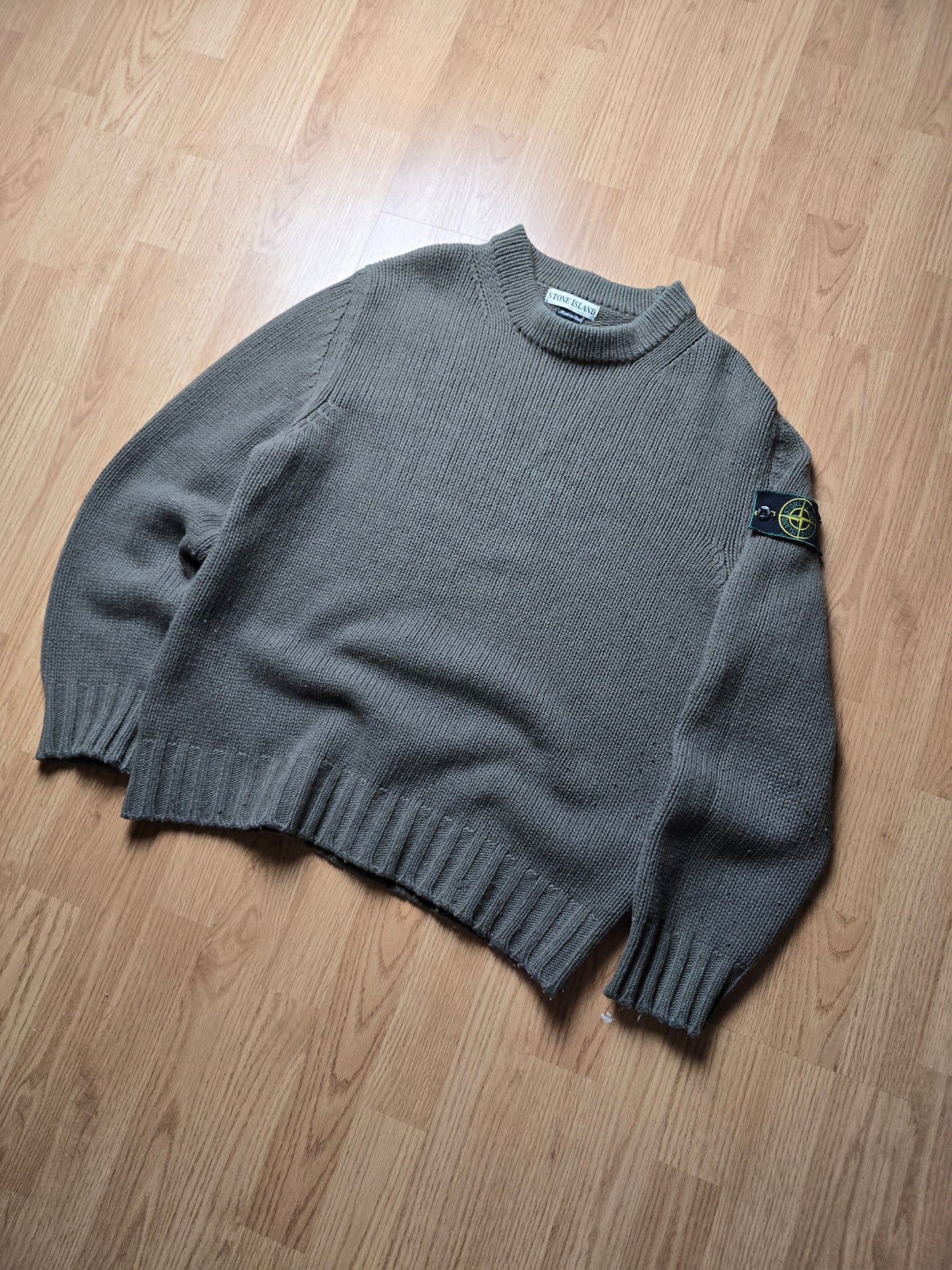 90s Stone Island Green Edge Wool Knit Sweater (M/L)