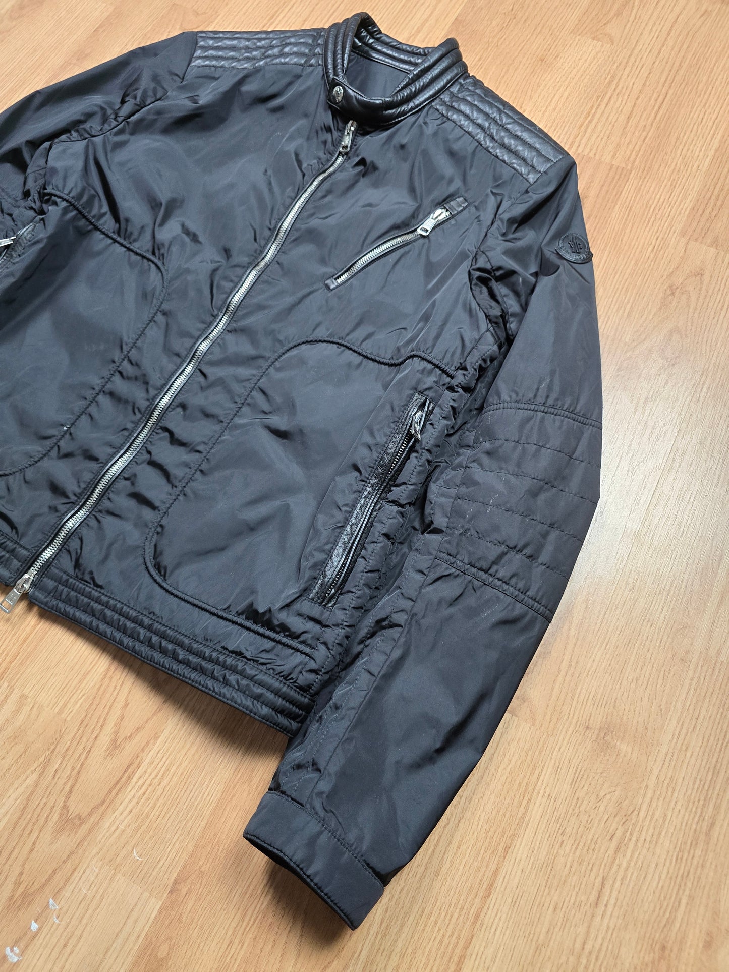 Moncler 'Erik' Leather Trim Bomber Jacket (M)