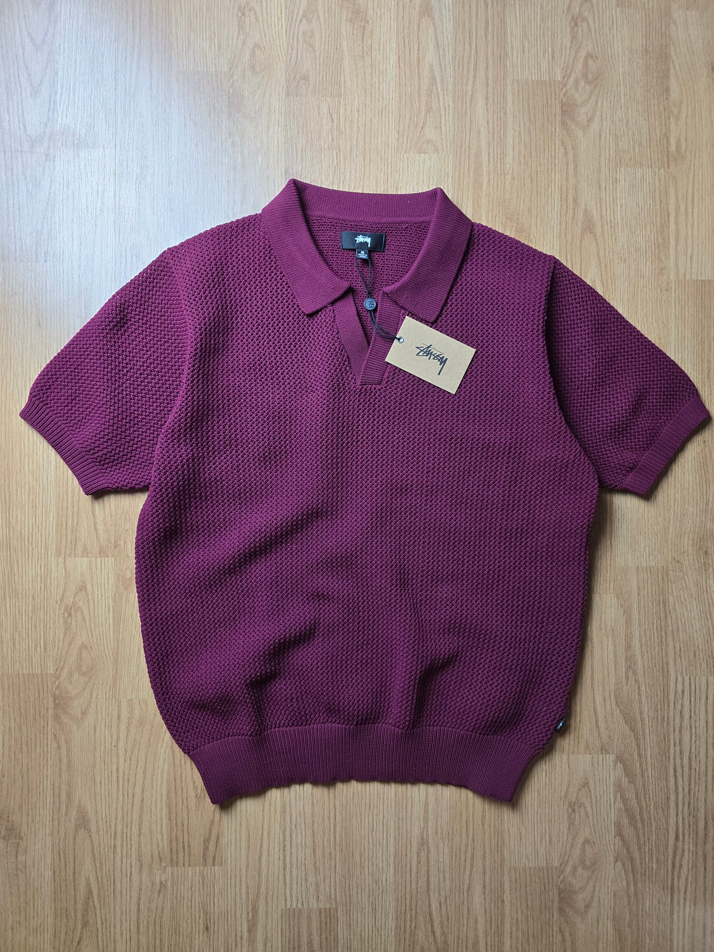 Stussy Cable Mesh SS Knit Polo Shirt BNWT (M)