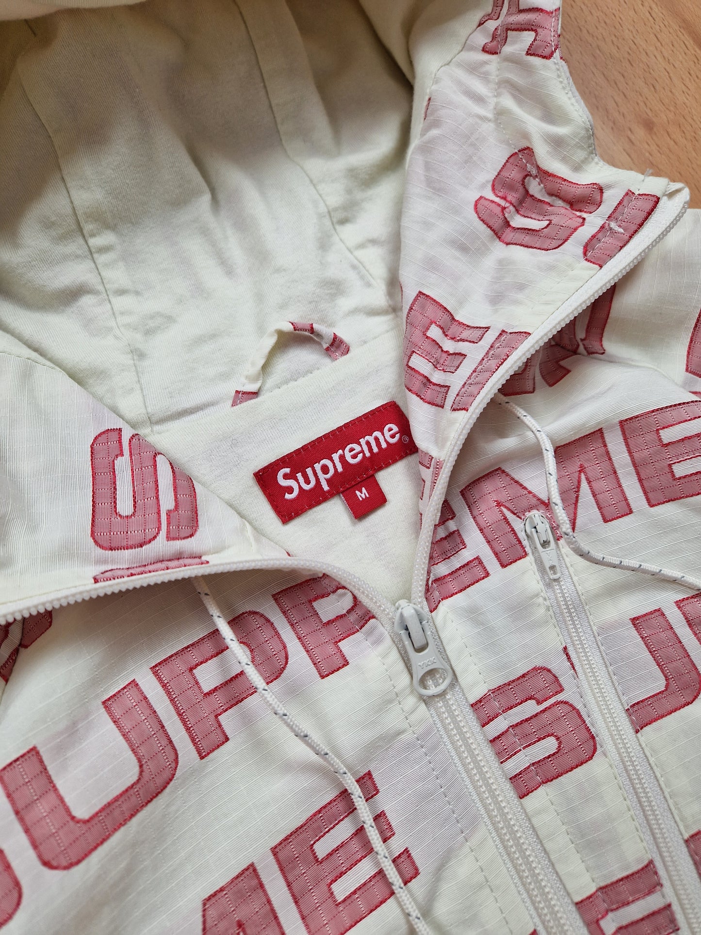 RARE Supreme Logo Ripstop Hooded Track Jacket (M)