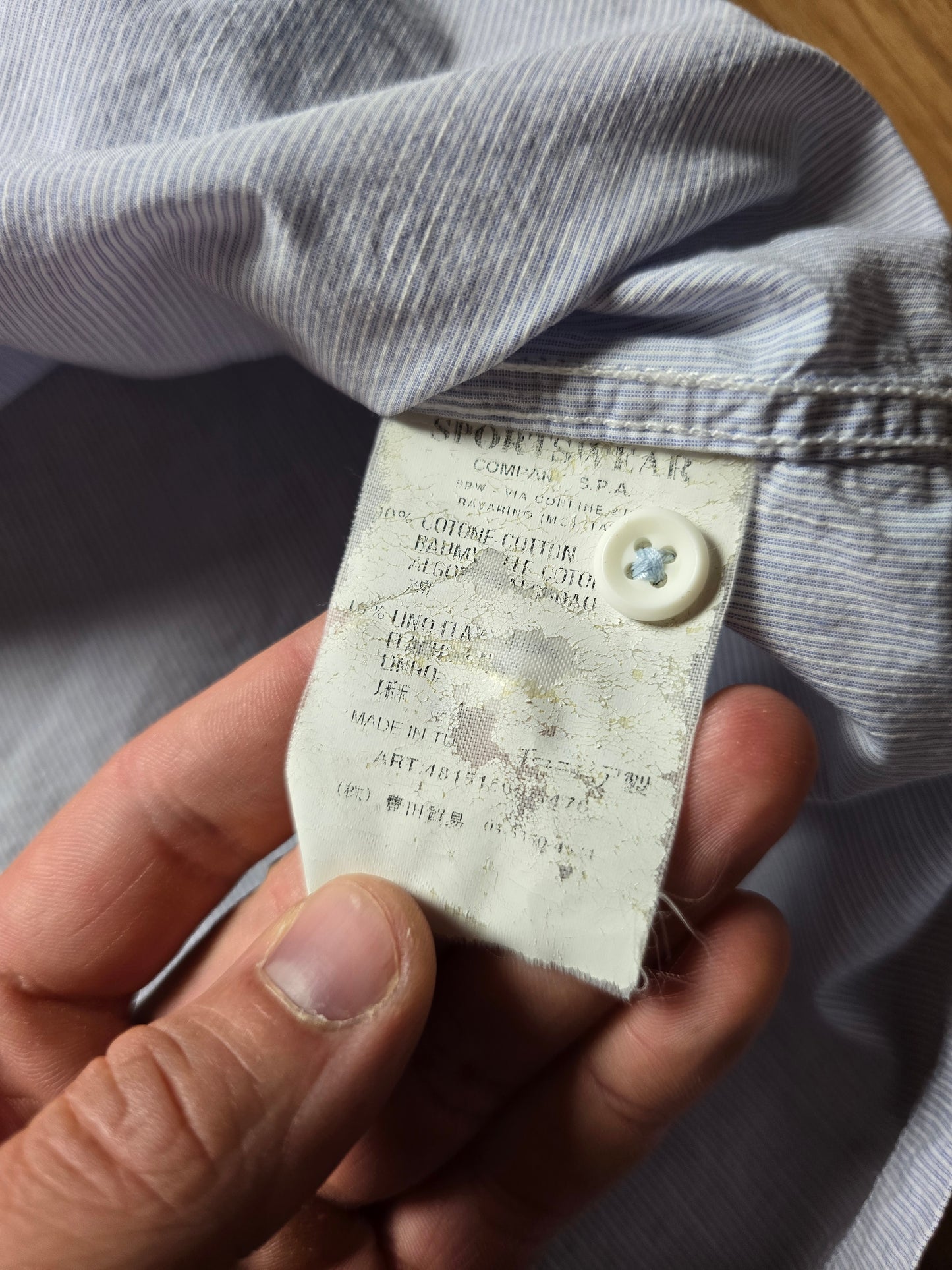 Vintage Stone Island Pinstripe Embroidered Linen Shirt (M/L)