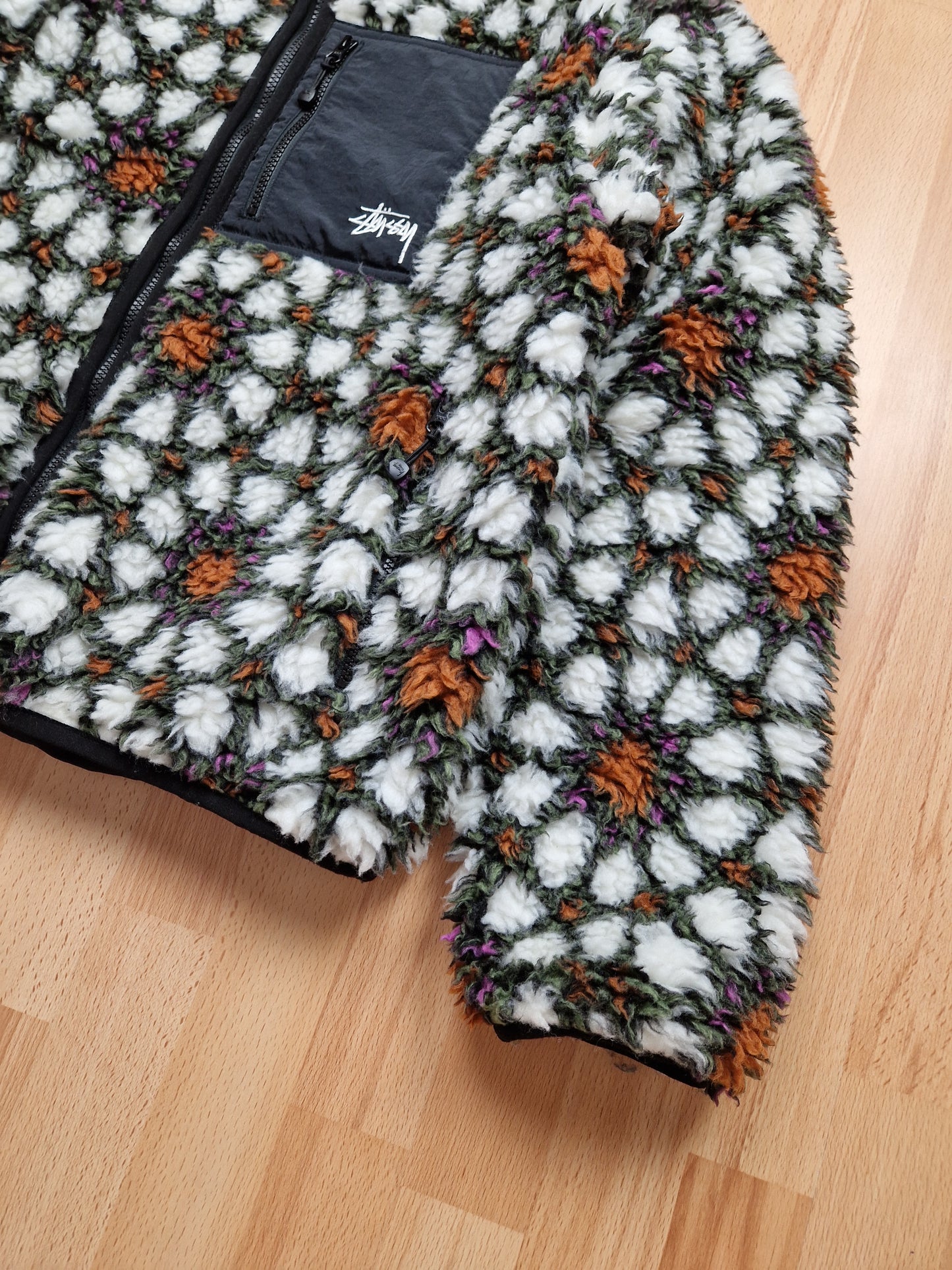 Stussy Reversible Floral Print Sherpa Jacket (M)
