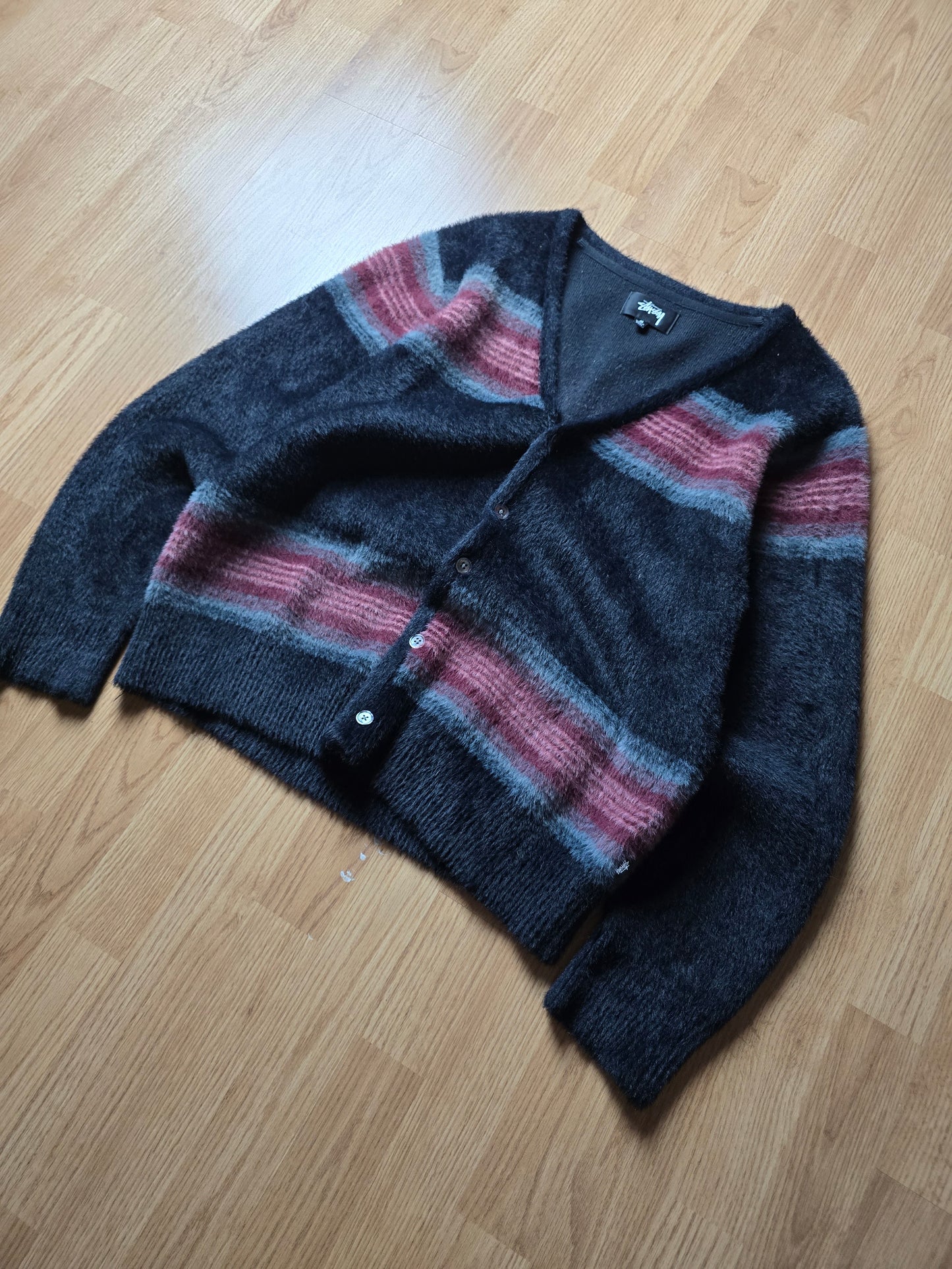 Stussy Striped 'Shaggy' Cardigan (M)