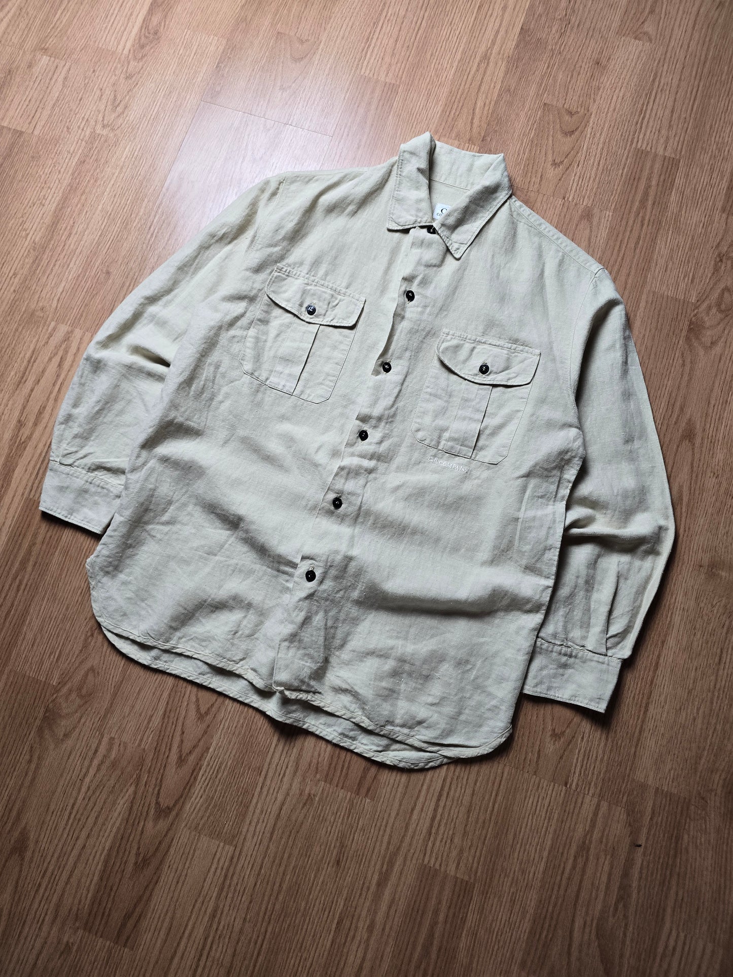 Vintage C.P. Company SS99 Embroidered Lino Flax LS Shirt (S)