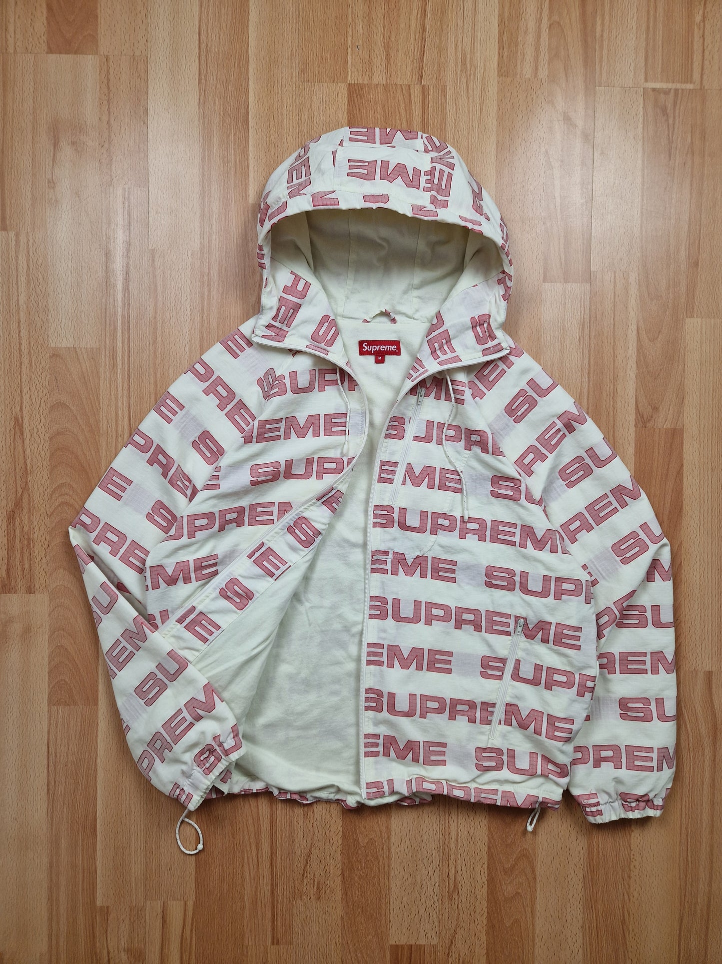 RARE Supreme Logo Ripstop Hooded Track Jacket (M)