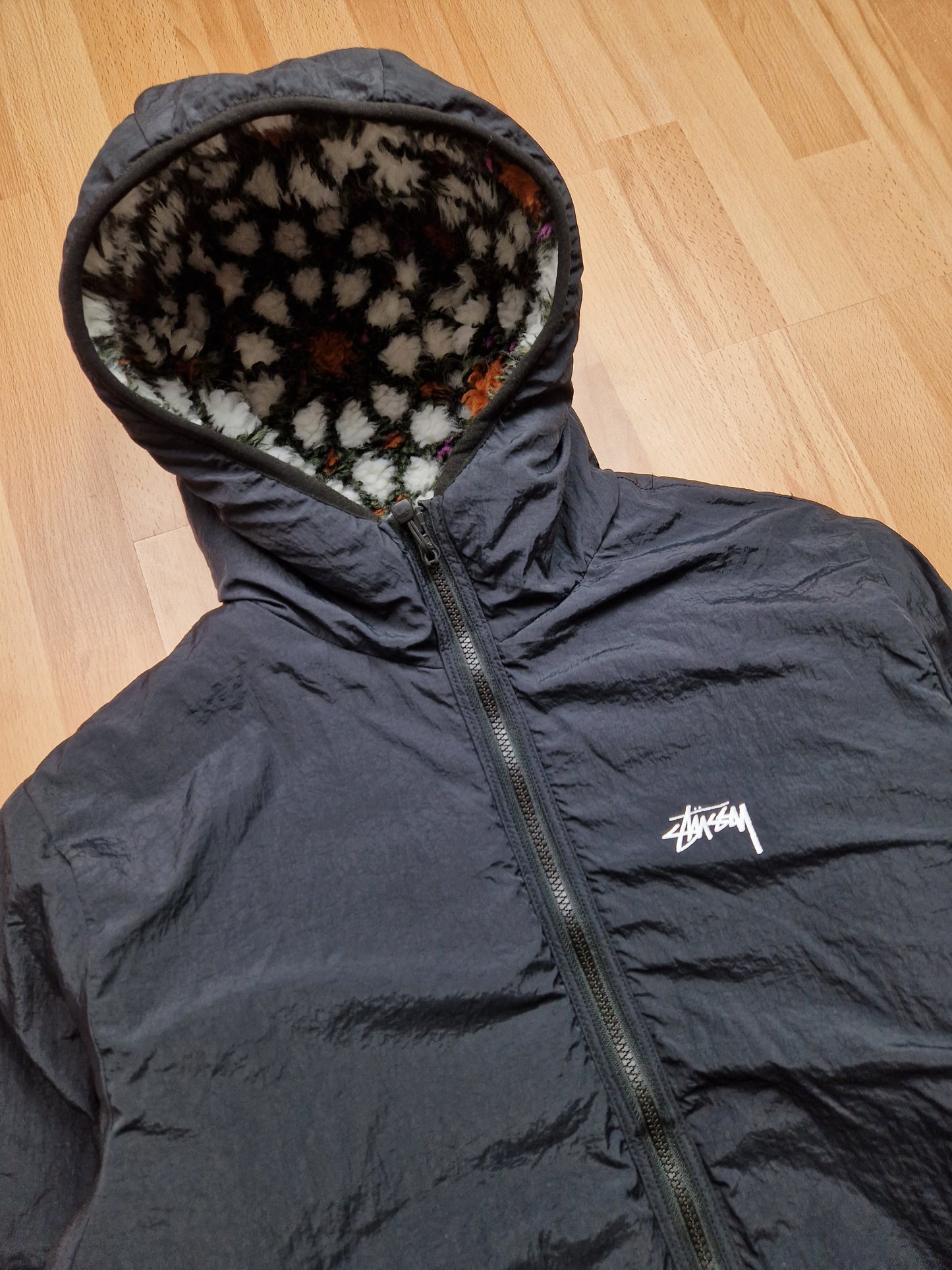 Stussy Reversible Floral Print Sherpa Jacket (M)