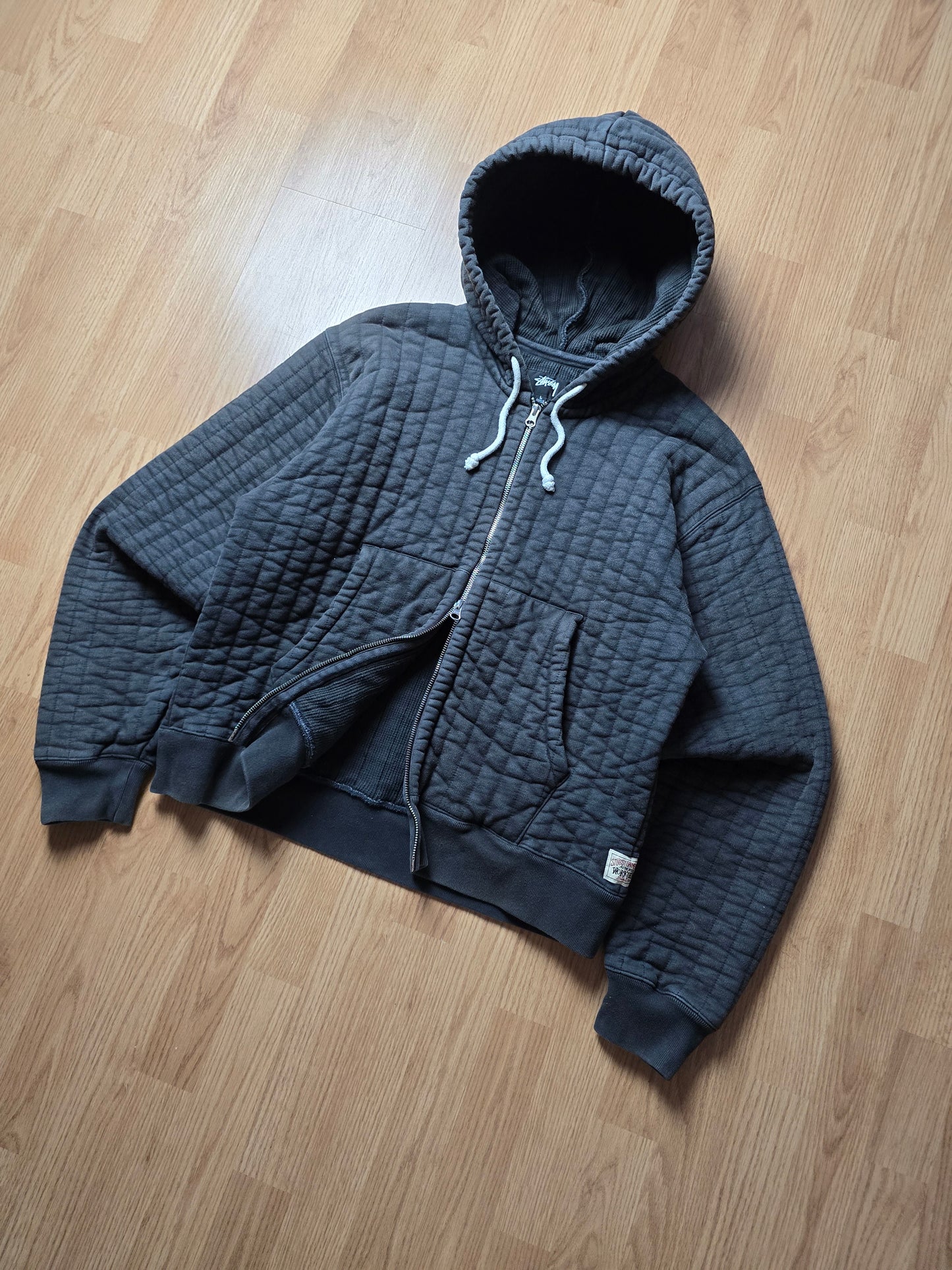 Stussy Vertical Quilted Thermal Lined Zip Hoodie (M/L)