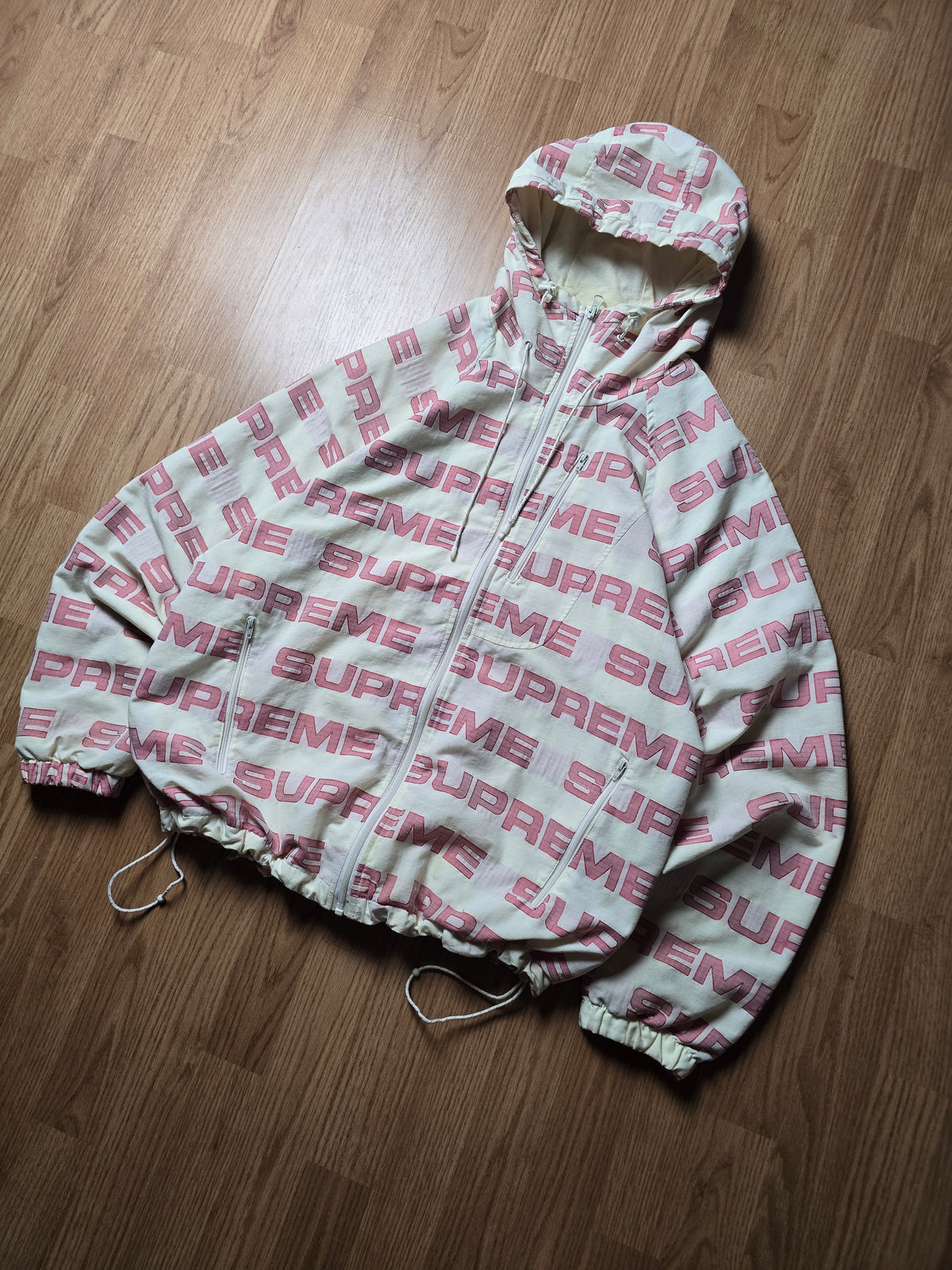 RARE Supreme Logo Ripstop Hooded Track Jacket (M)