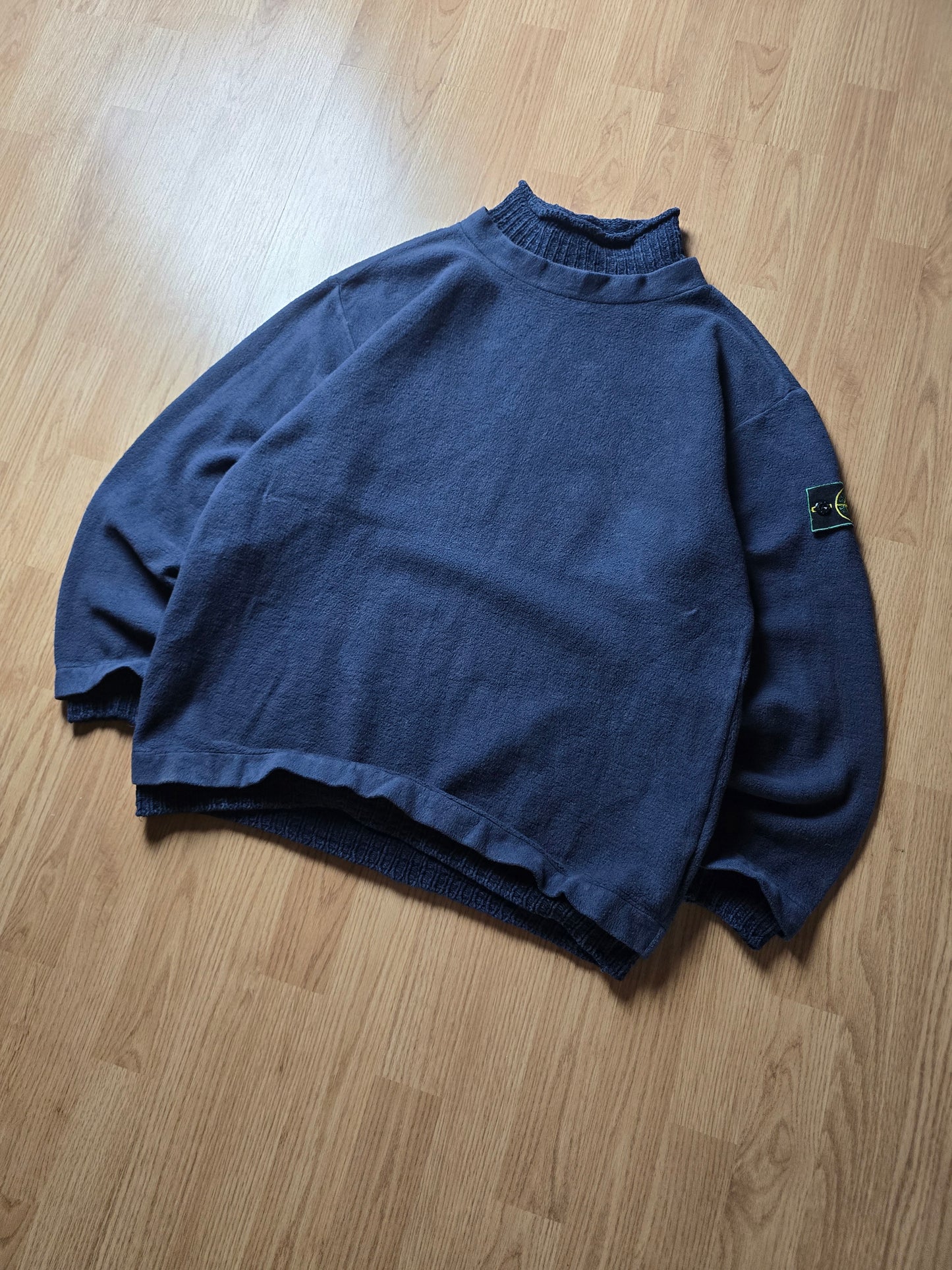 Stone Island AW95 Green Edge Dual layer Chenille Cotton Blend Knit Sweater (M/L)