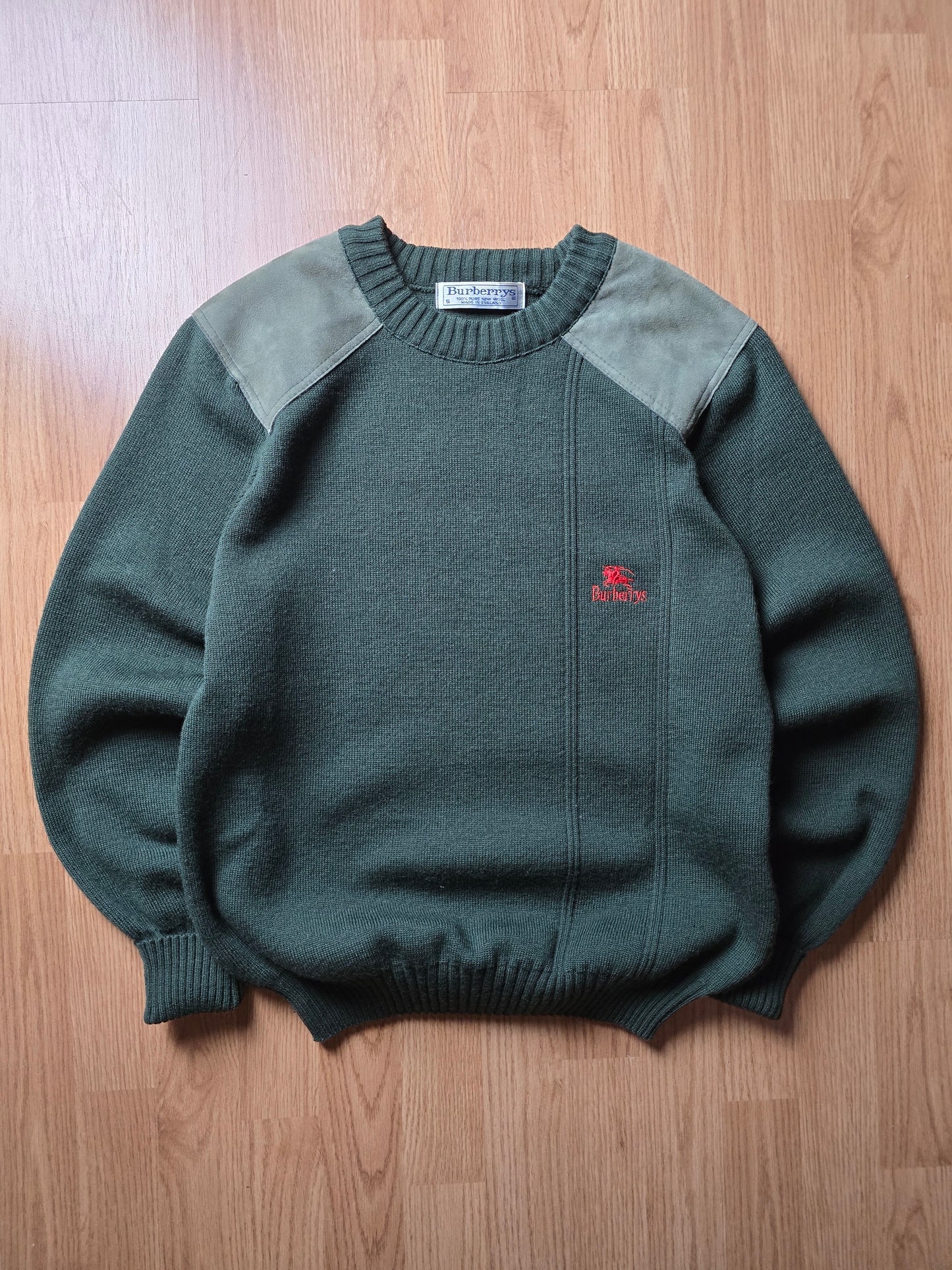 Vintage 80s-90s Burberry Wool & Suede Heavyweight Sweater (M)