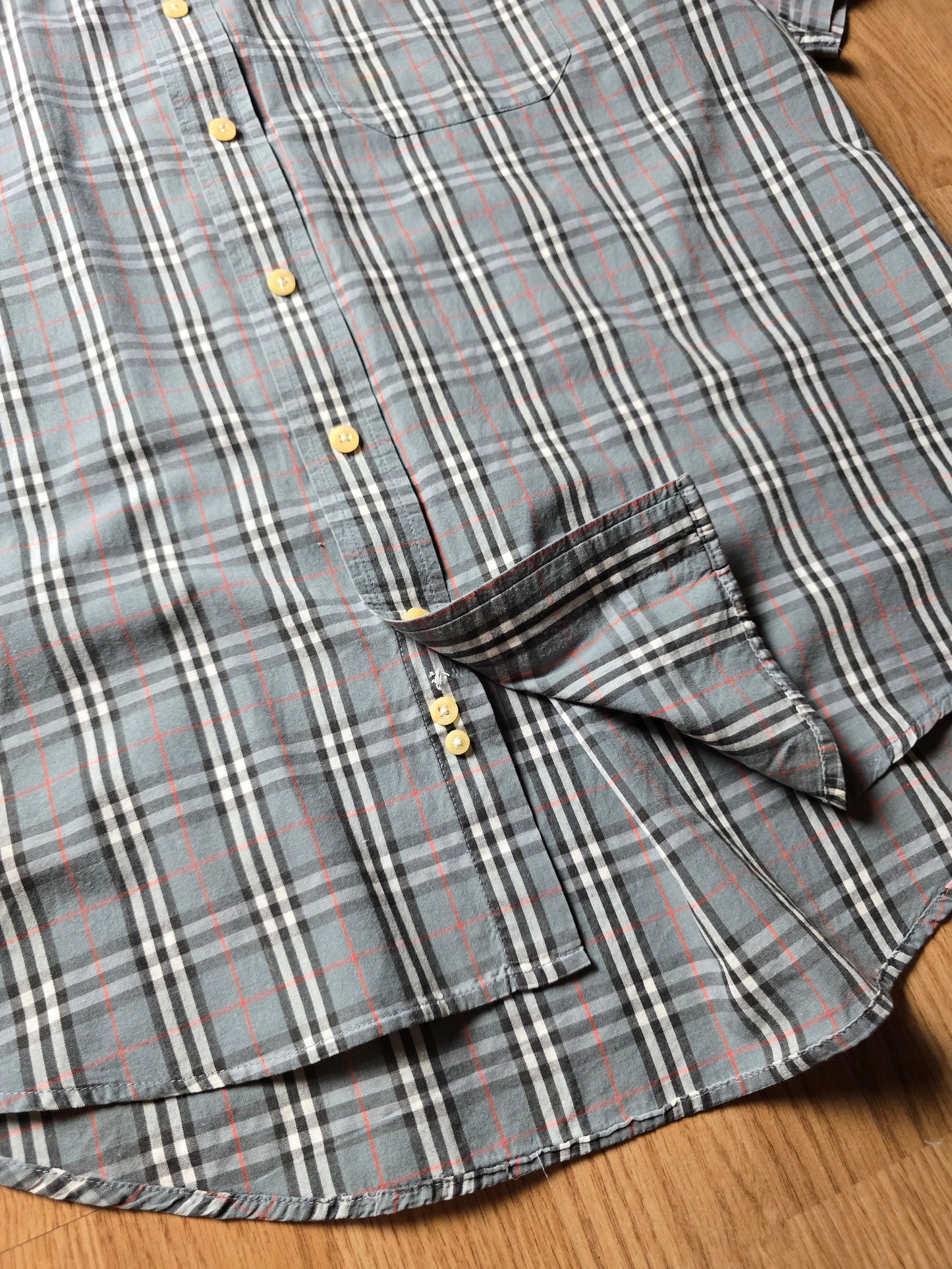 Vintage Burberry SS Blue Nova Check Flannel Shirt (L/XL)