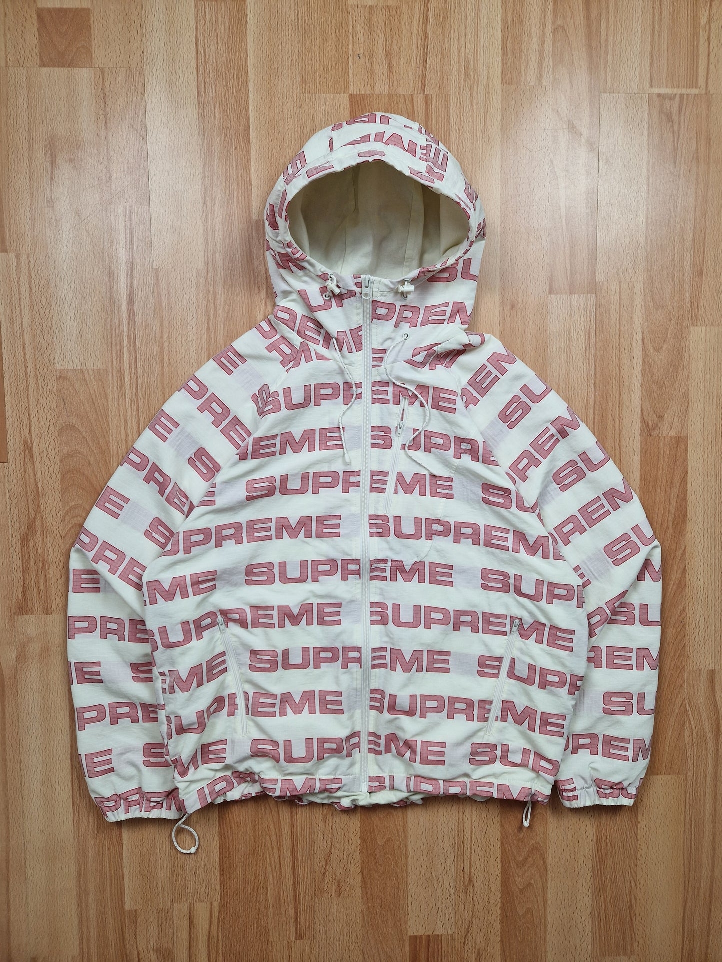 RARE Supreme Logo Ripstop Hooded Track Jacket (M)