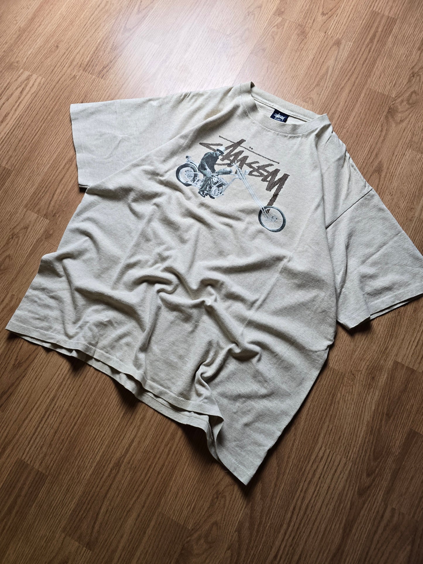 Vintage Stussy 'Chopper' Motorcycle Single Stitch T-shirt (L)