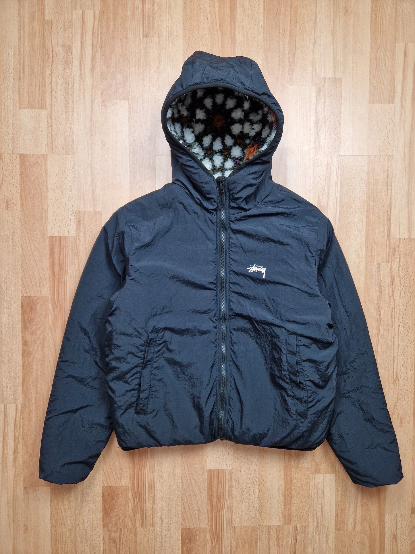 Stussy Reversible Floral Print Sherpa Jacket (M)