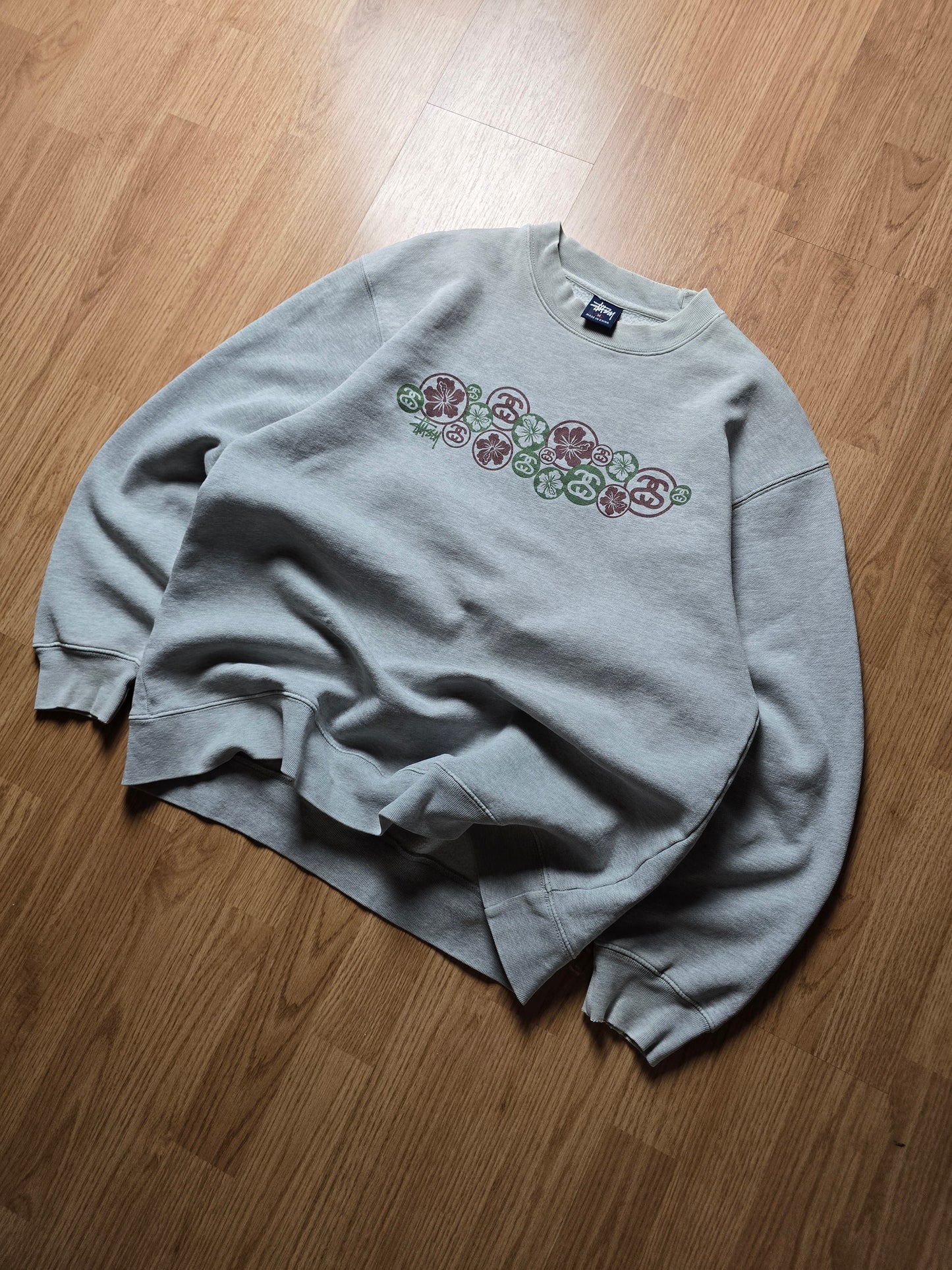 90s Stussy Floral Print Crewneck Sweatshirt (M)