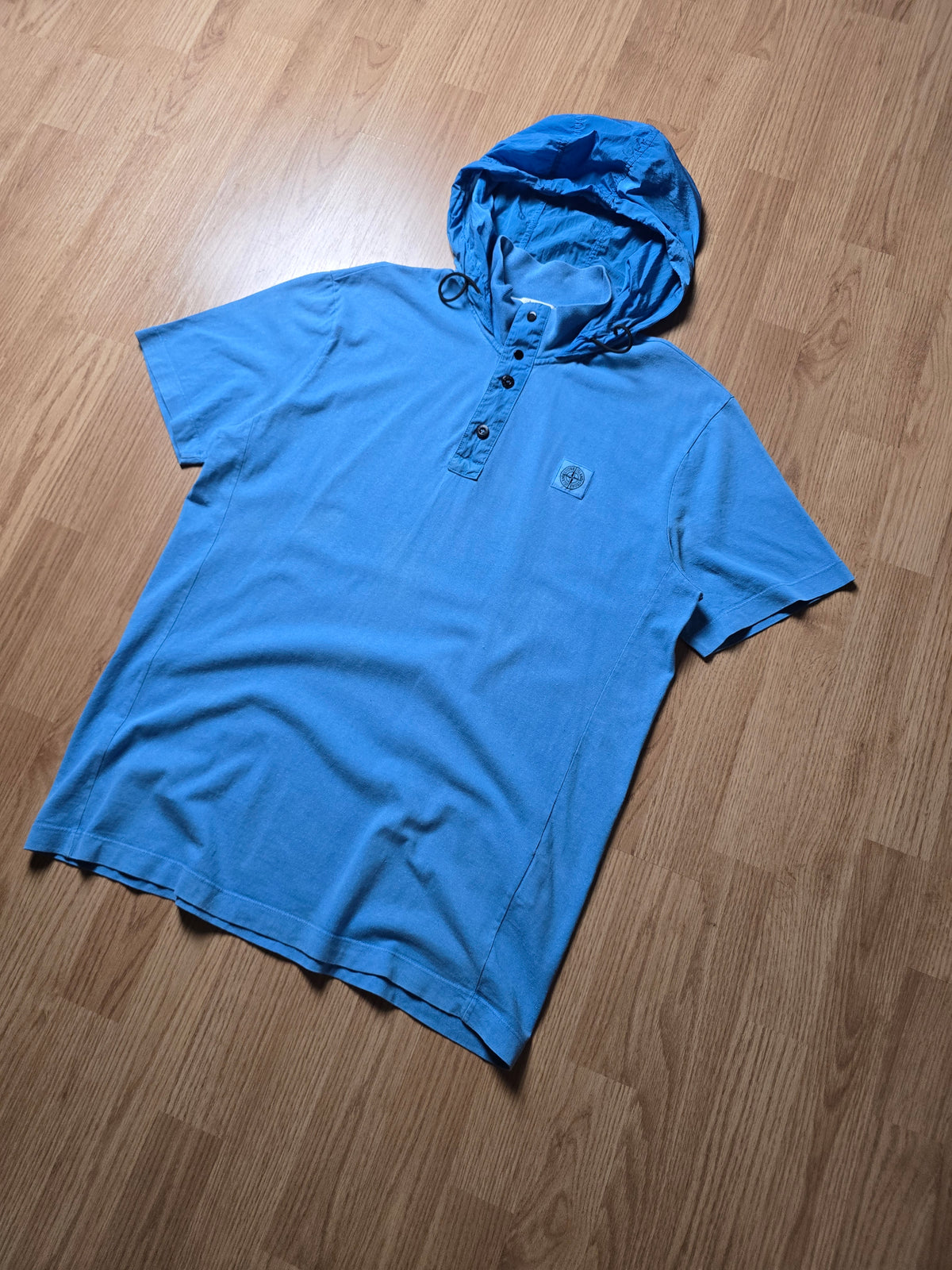 Stone Island Compass Patch Hooded Polo Shirt (L)
