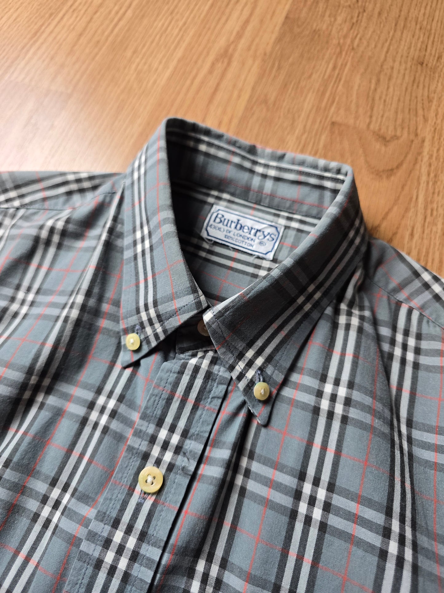 Vintage Burberry SS Blue Nova Check Flannel Shirt (L/XL)
