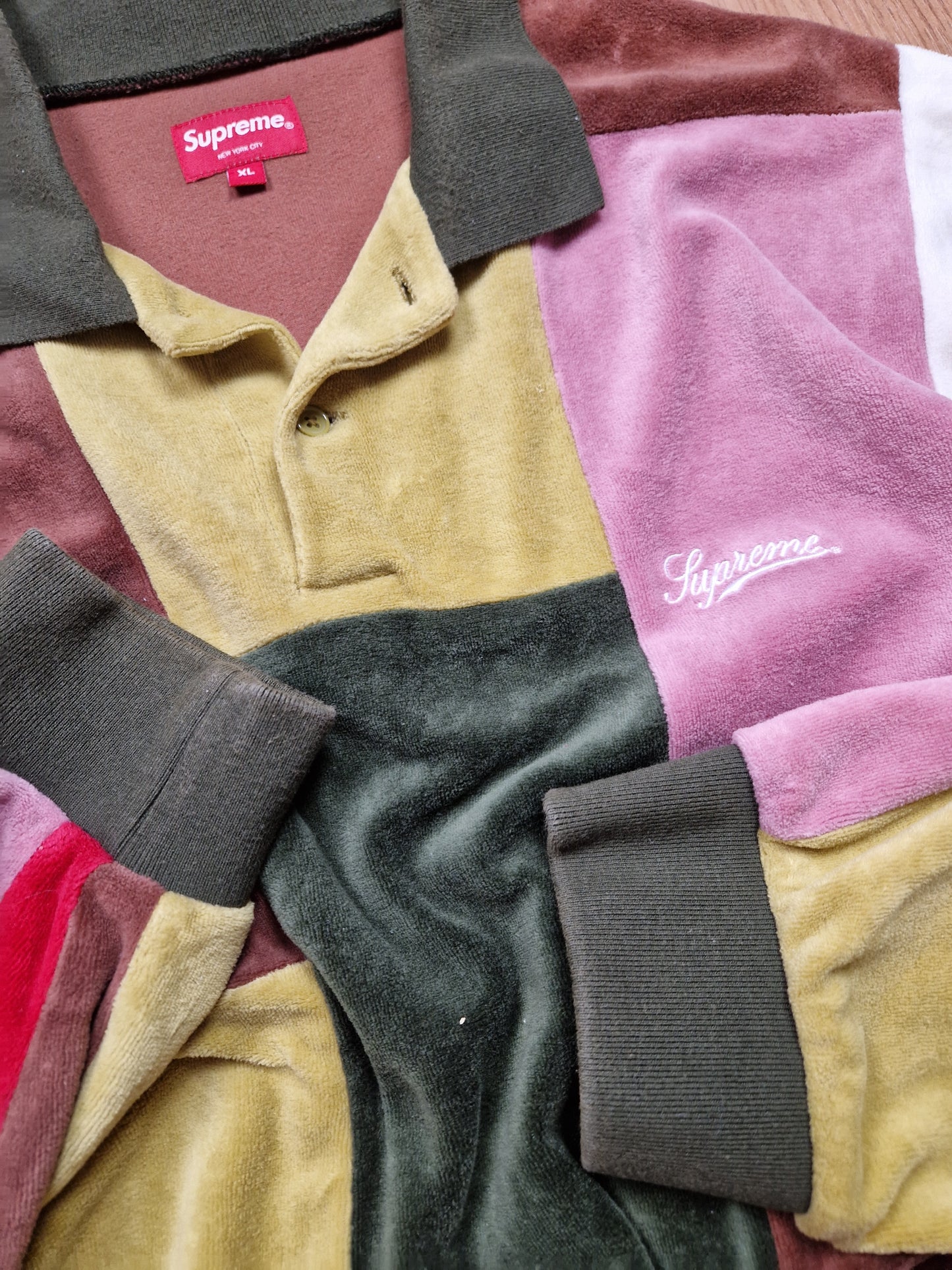 Supreme Patchwork Velour L/S Polo (XL)