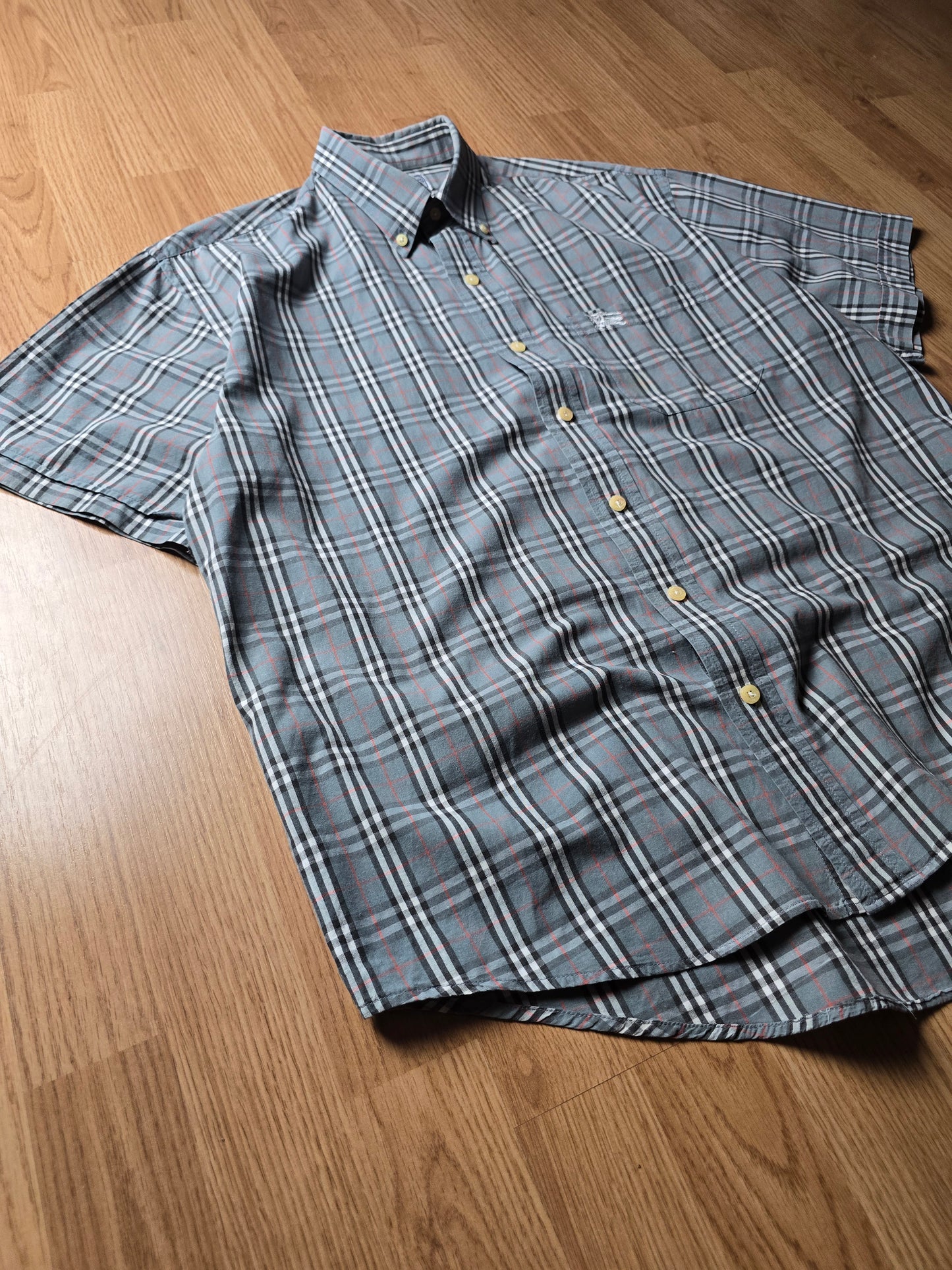 Vintage Burberry SS Blue Nova Check Flannel Shirt (L/XL)