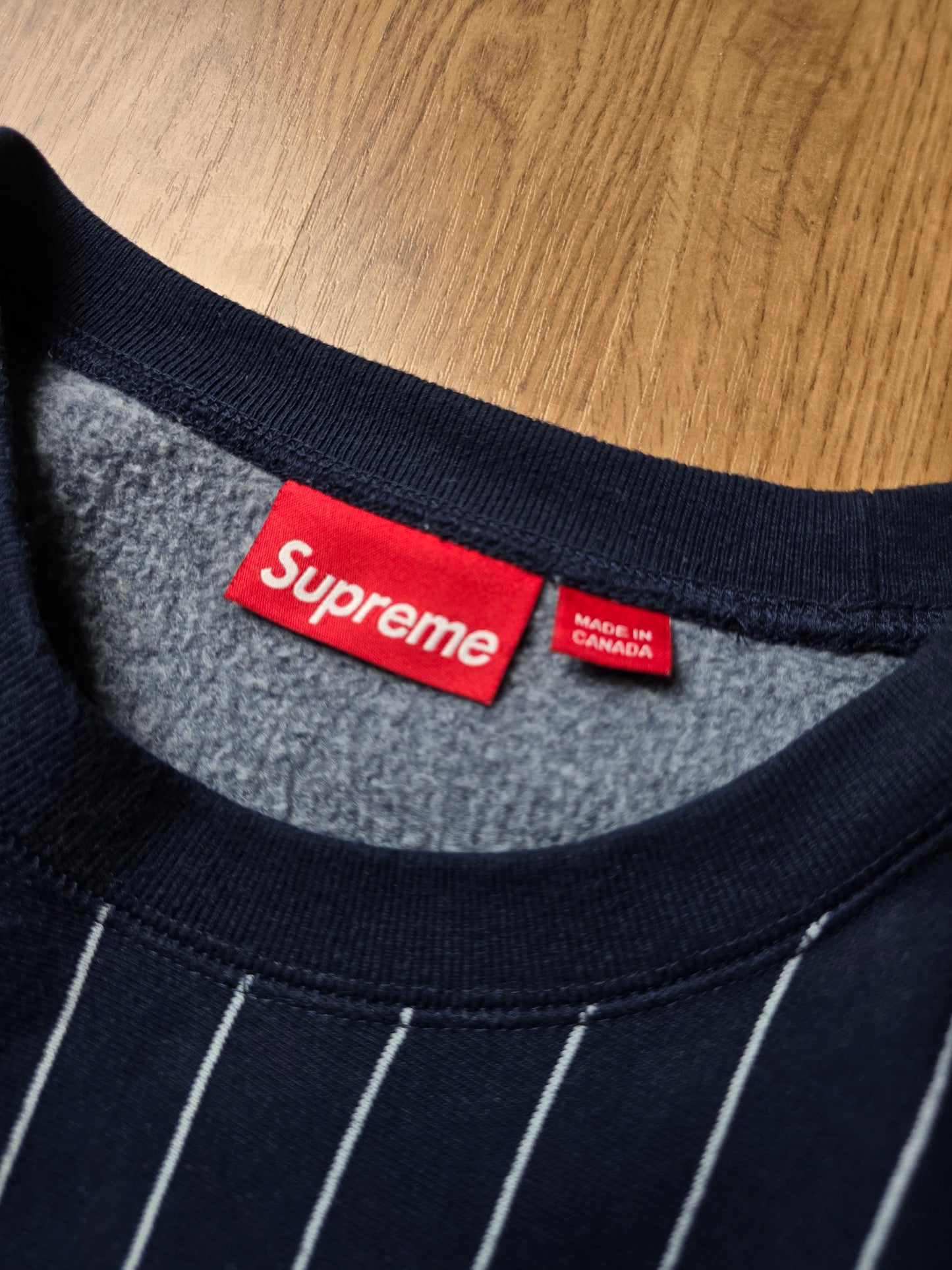 Supreme Pinstripe Crewneck Sweatshirt (XL)