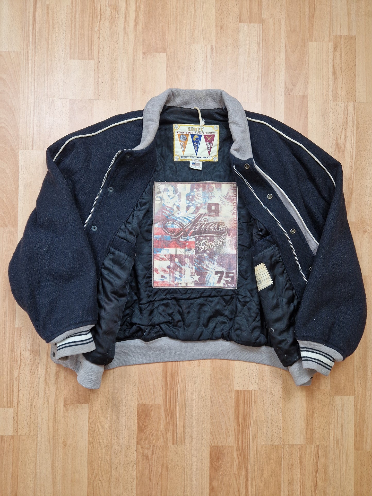 Vintage 90s Avirex Heavyweight Wool Varsity Jacket (XL)