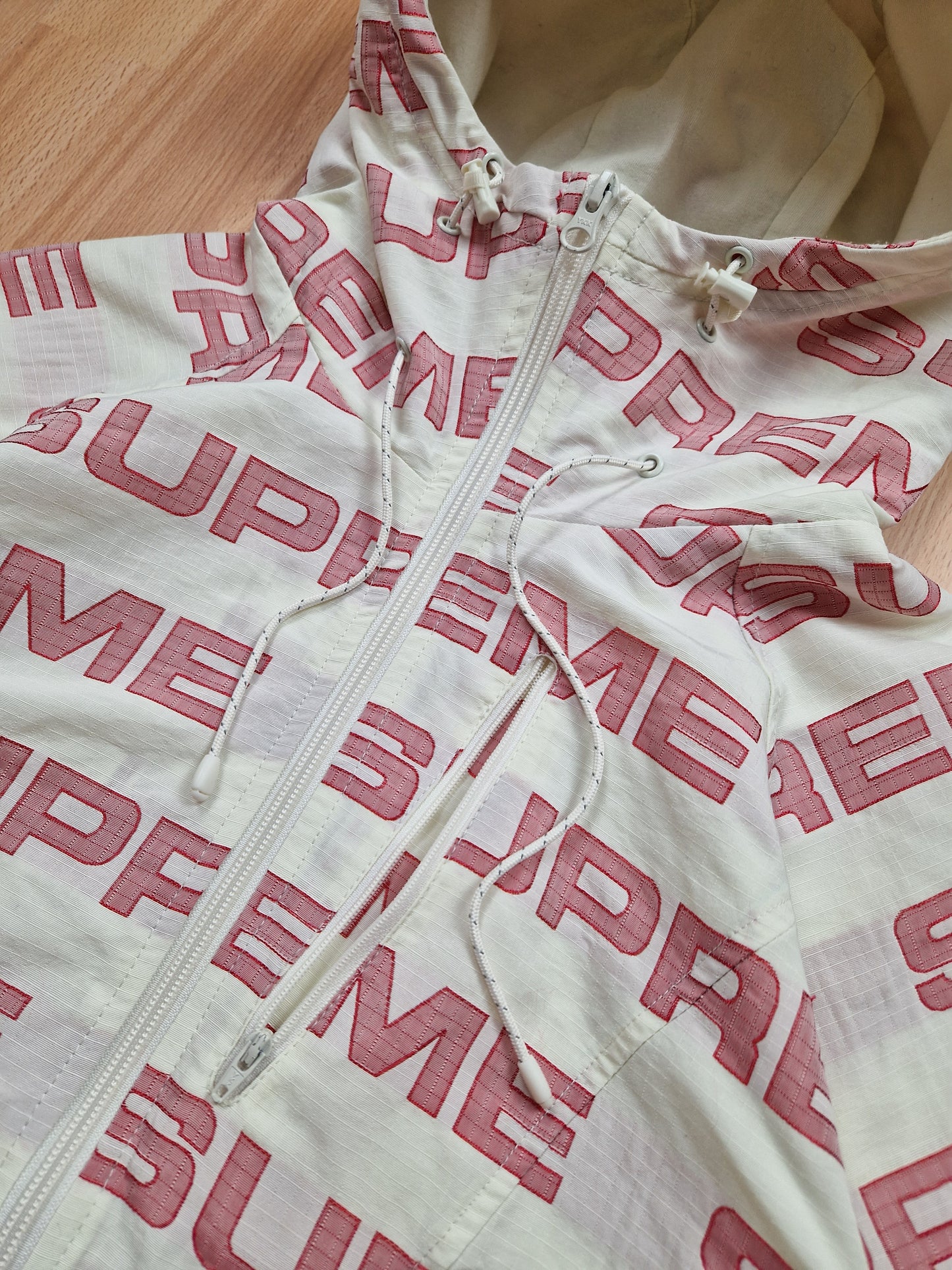 RARE Supreme Logo Ripstop Hooded Track Jacket (M)