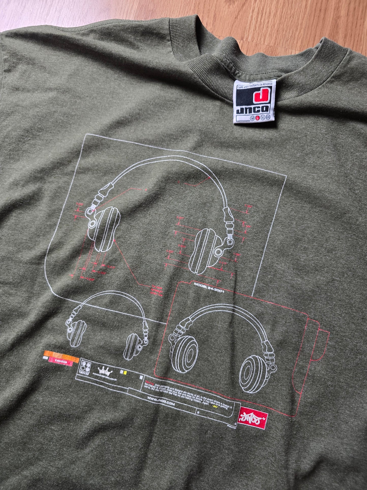 Rare 90s Jnco Headphone Graphic T-shirt (L)