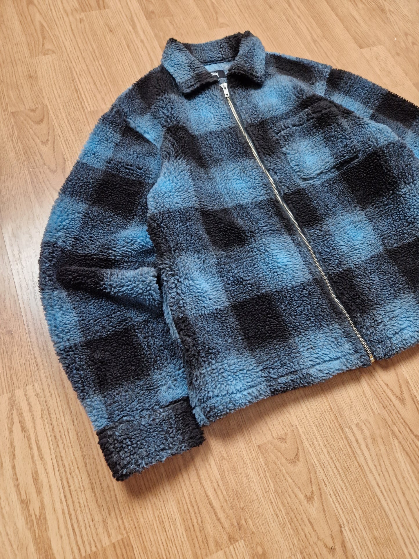 Stussy 'Shadow Plaid' Sherpa Zip Shirt/Jacket (M)