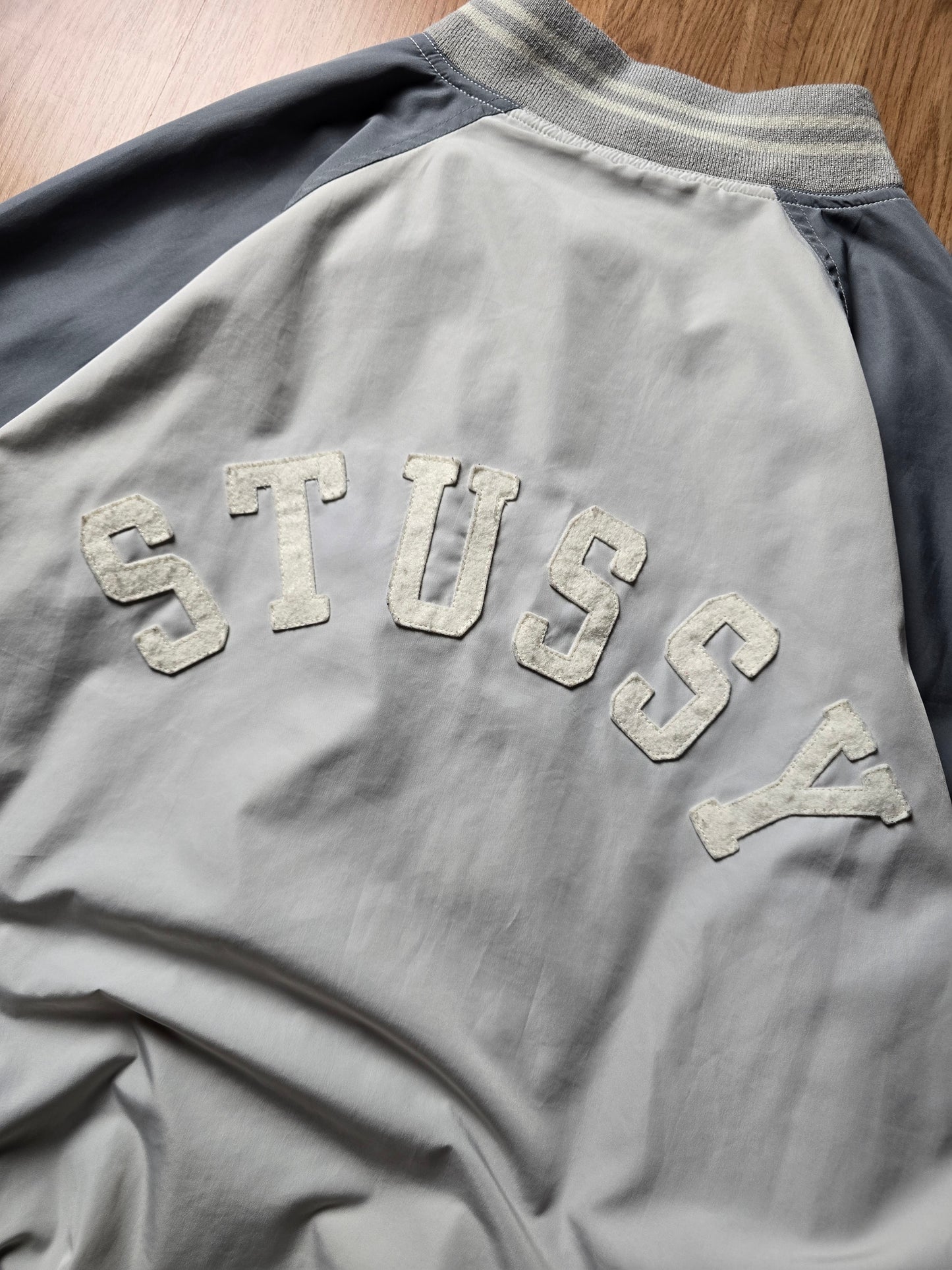 RARE 90s Stussy 2-Tone Spellout Bomber Jacket (XL)