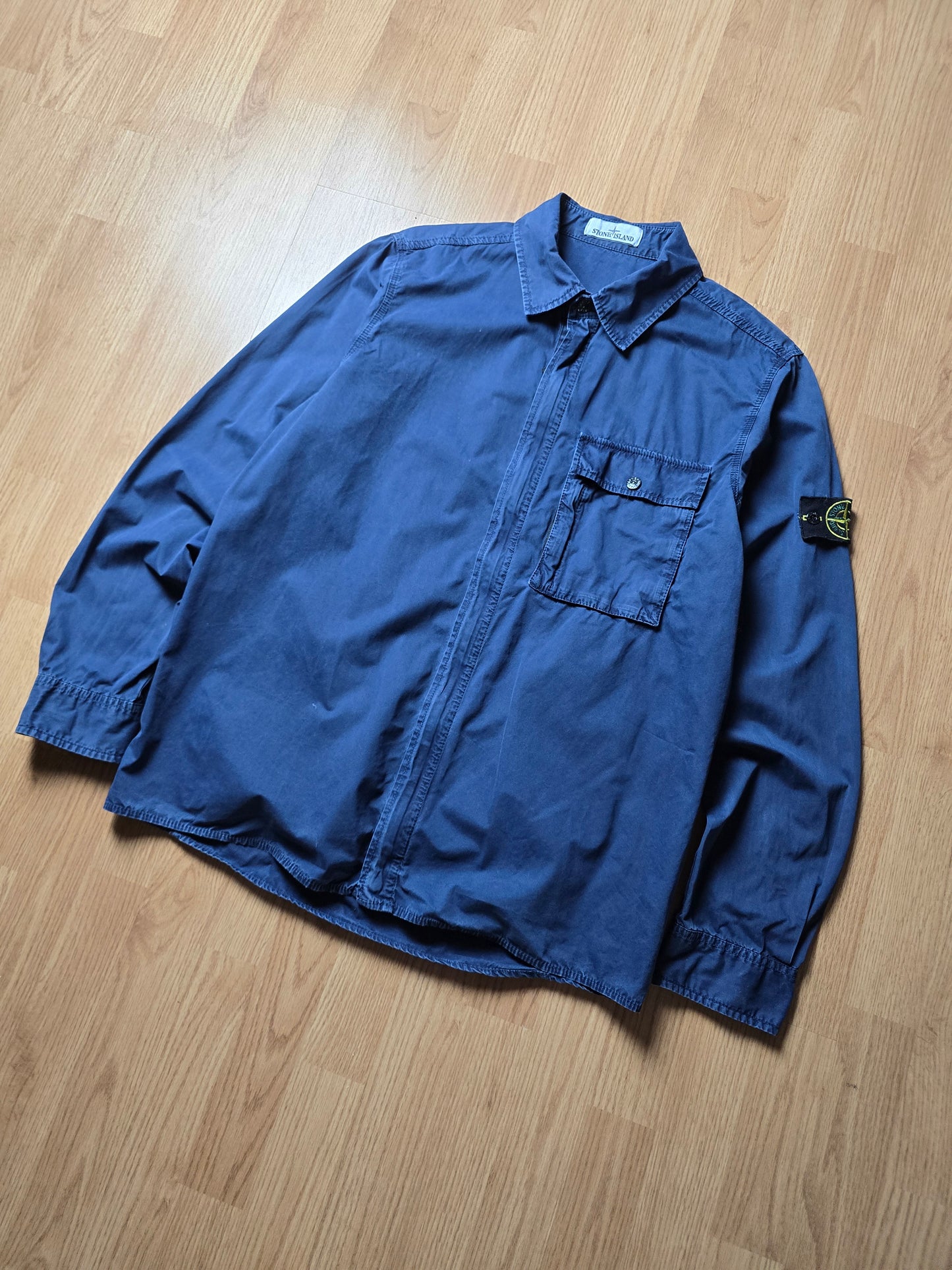 Stone Island Garment Dyed Cotton Zip Overshirt (L/XL)