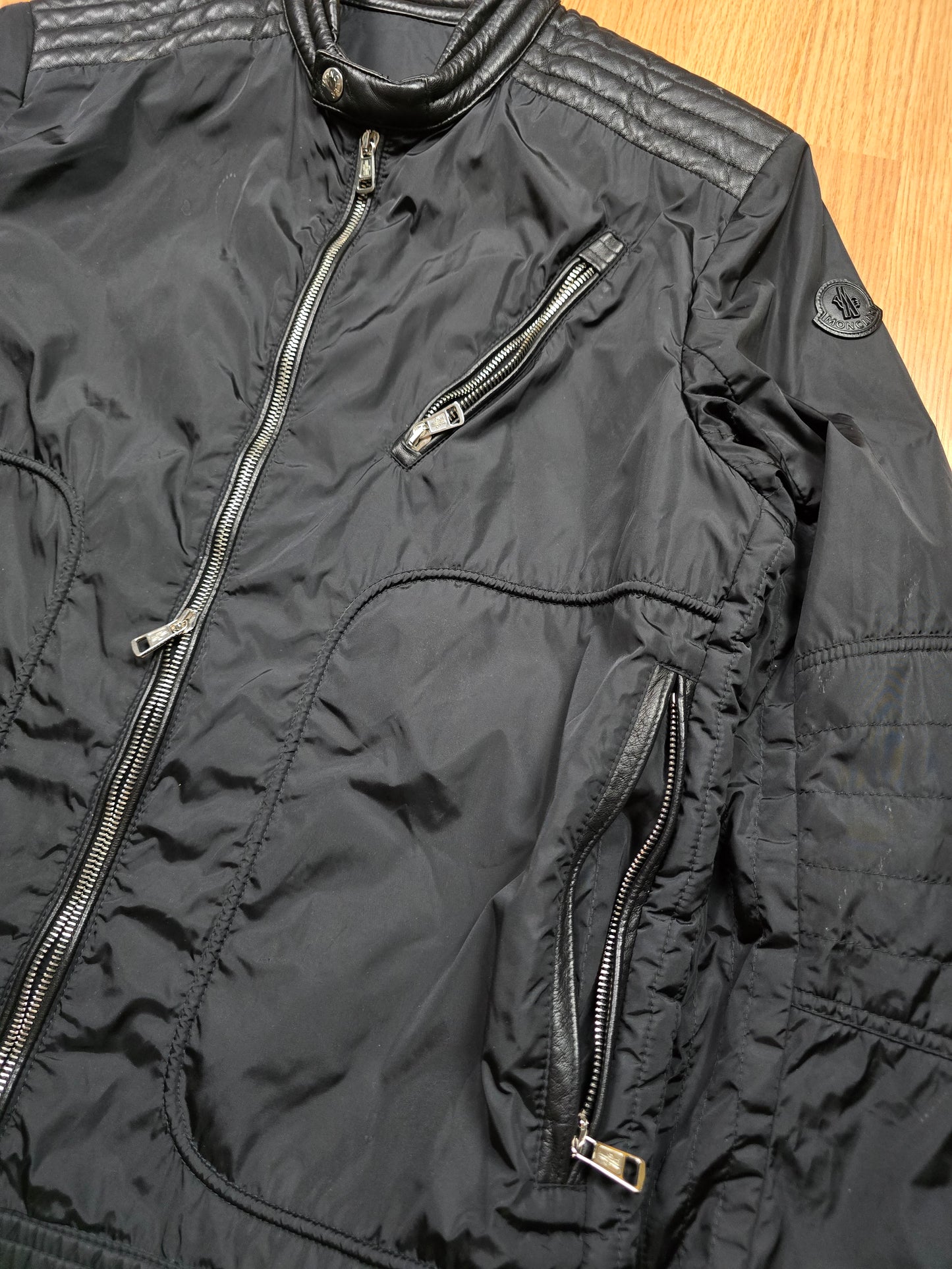 Moncler 'Erik' Leather Trim Bomber Jacket (M)