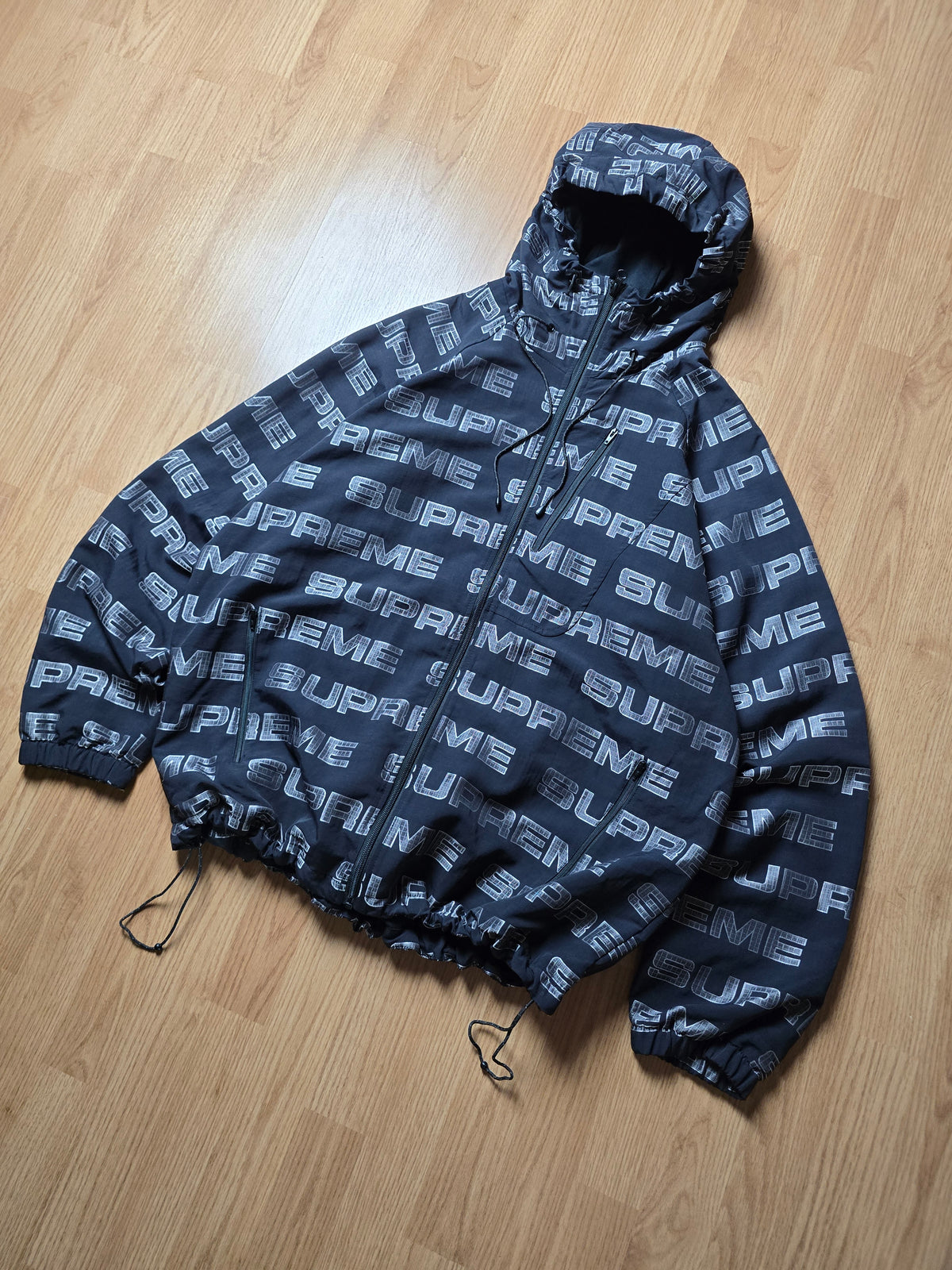 RARE Supreme Logo Ripstop Hooded Track Jacket (XL)