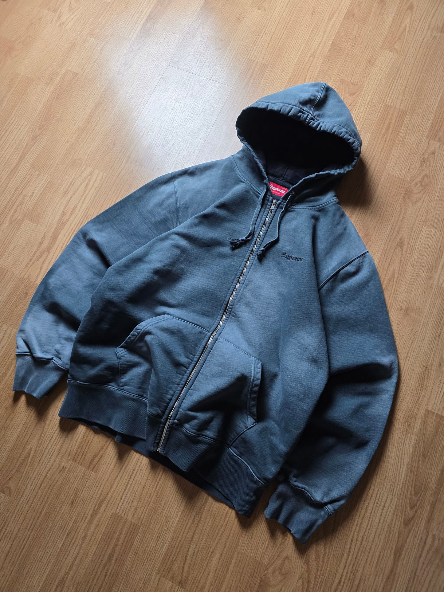 Supreme Bleached Plaid Lined Zip-Up Hoodie (XL)